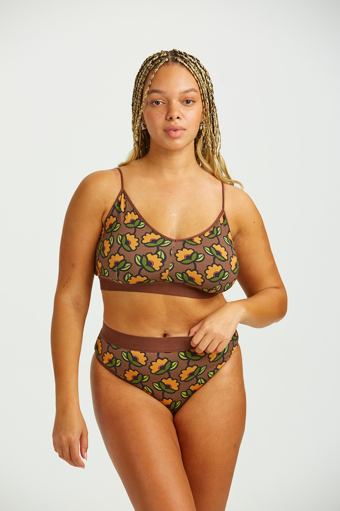 Ruby - Crop Top Cotton & Bamboo Bralette in Monica Print