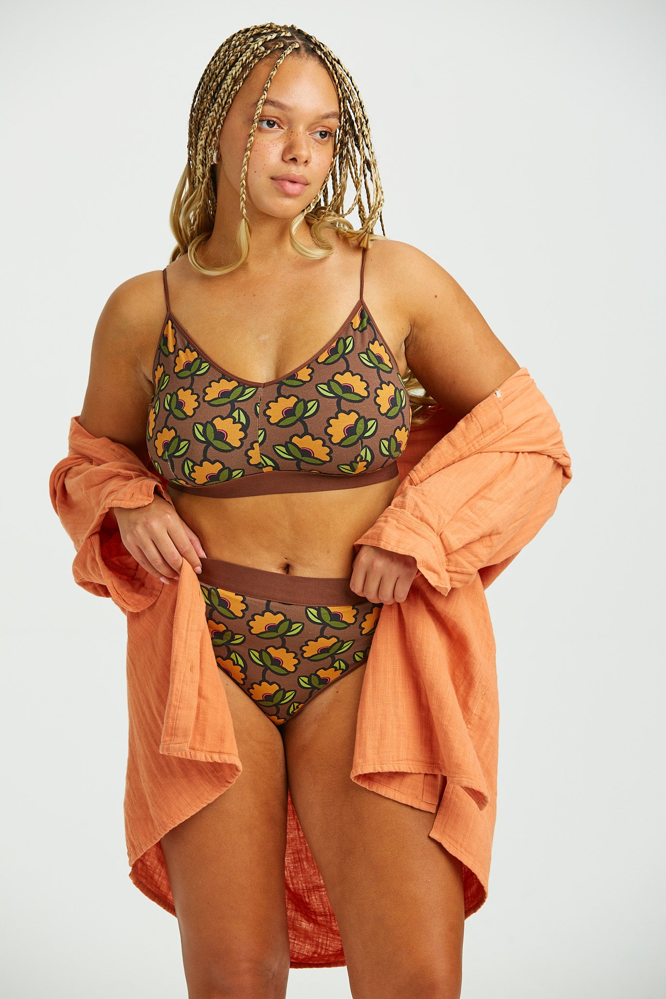 Ruby - Crop Top Cotton & Bamboo Bralette in Monica Print