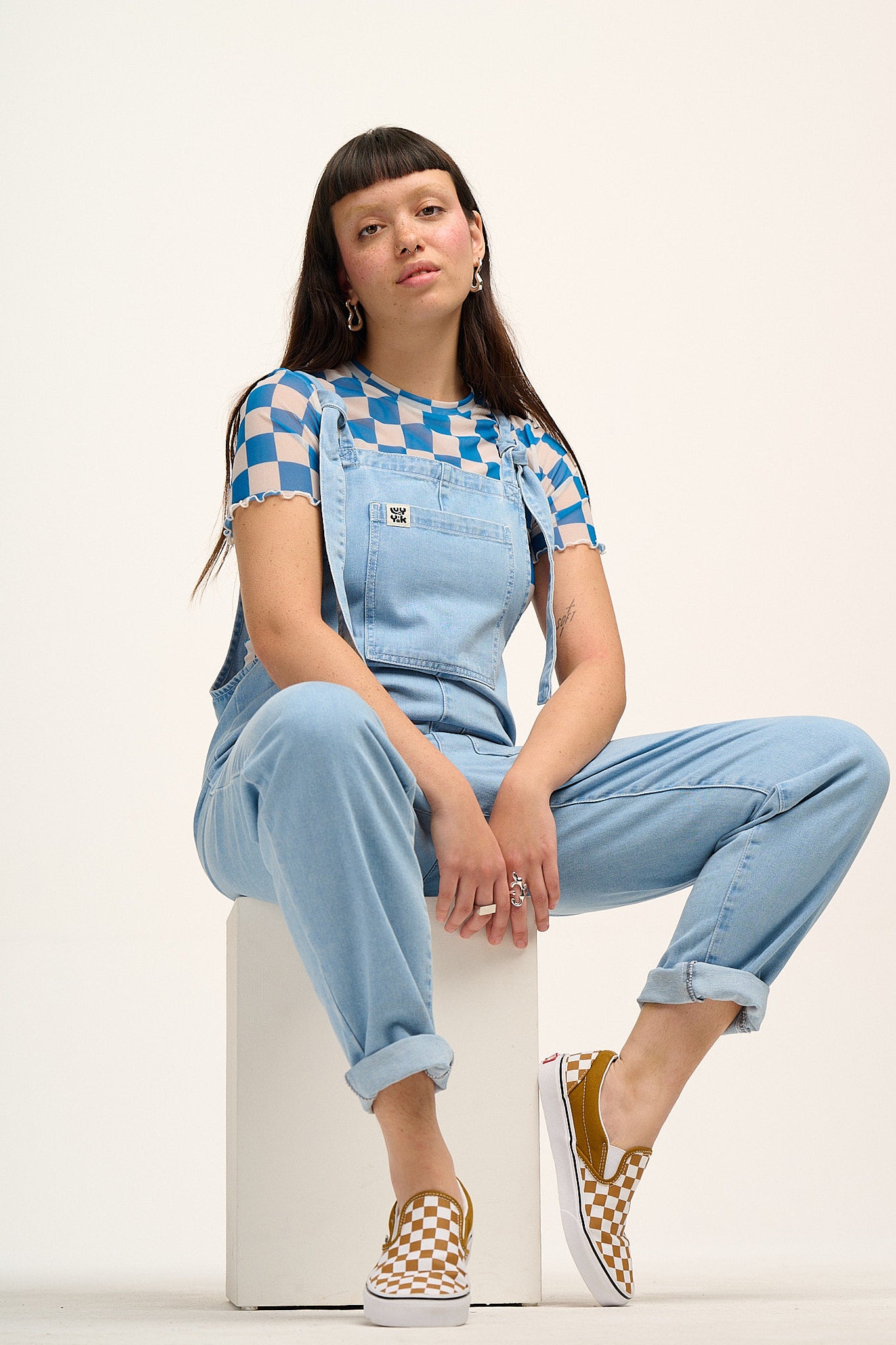 Original - Denim Dungarees in Light Wash Blue