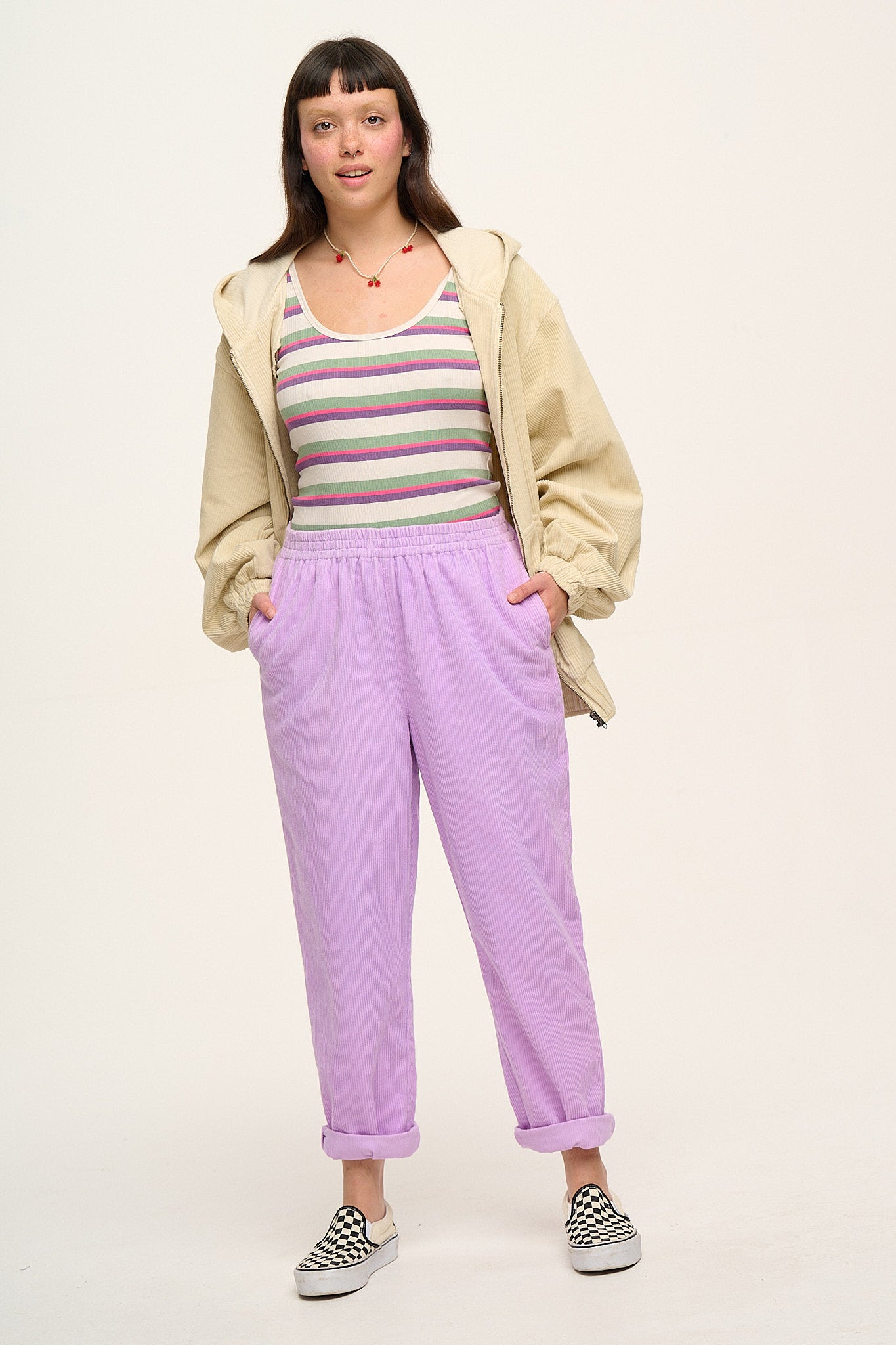 Billie Trousers: ORGANIC CORDUROY - Parma Violet