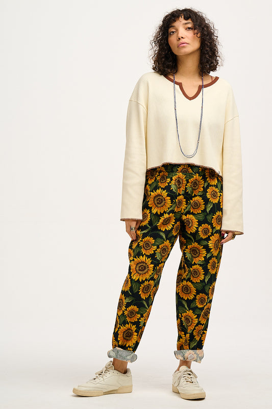 Alexa - Cotton Trousers in Sunflower Print