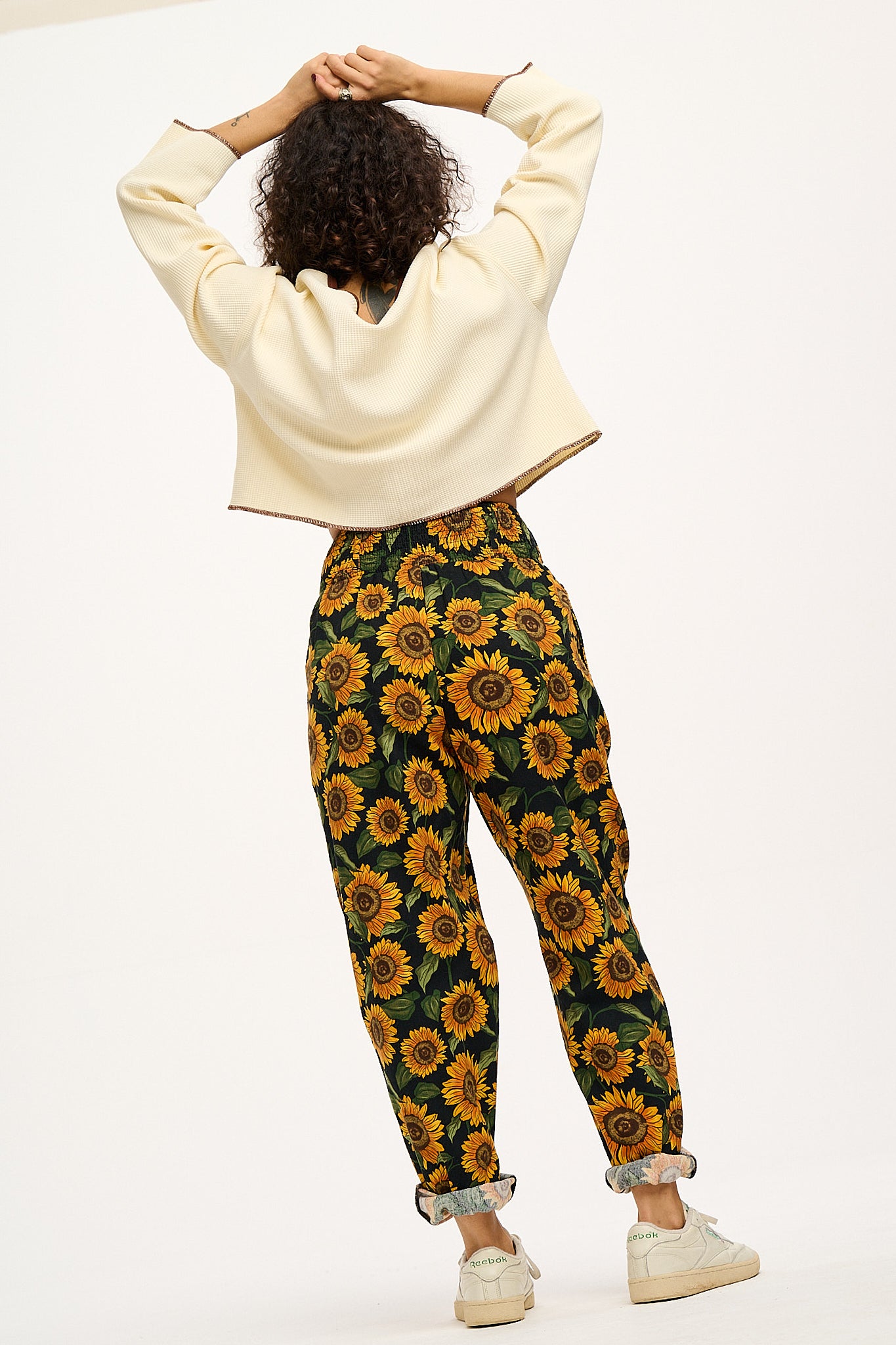 Alexa - Cotton Trousers in Sunflower Print