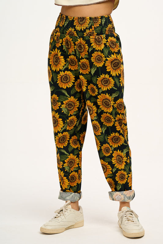 Alexa - Cotton Trousers in Sunflower Print