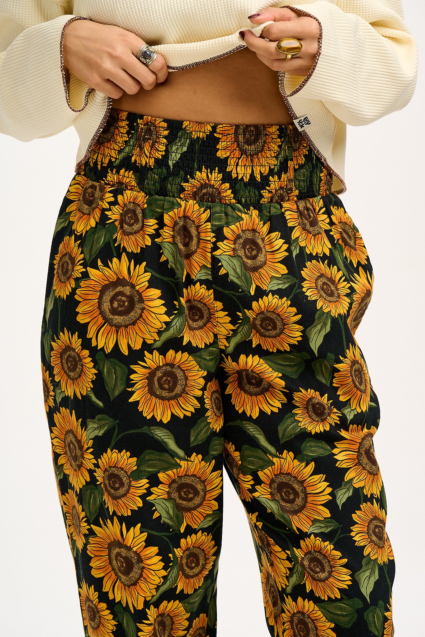 Alexa - Cotton Trousers in Sunflower Print