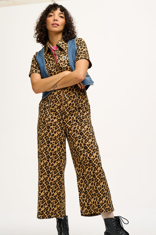 Ragan - Cotton Jumpsuit in Leopard Print