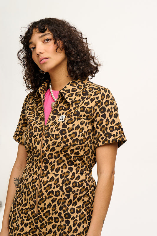 Ragan - Cotton Jumpsuit in Leopard Print