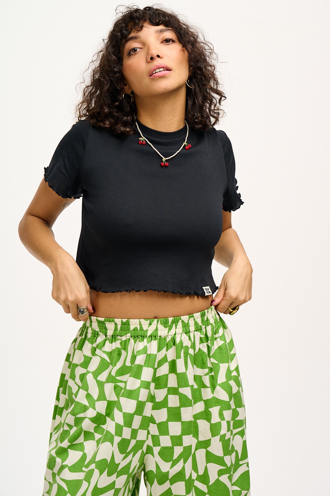 Greta - Cropped Cotton Top in Black