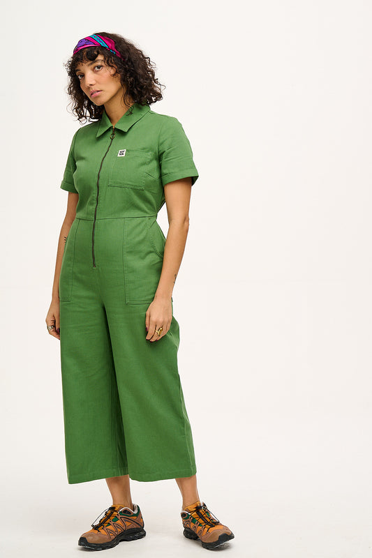 Ragan - Cotton Jumpsuit in Loden Frost Green