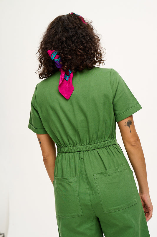 Ragan - Cotton Jumpsuit in Loden Frost Green