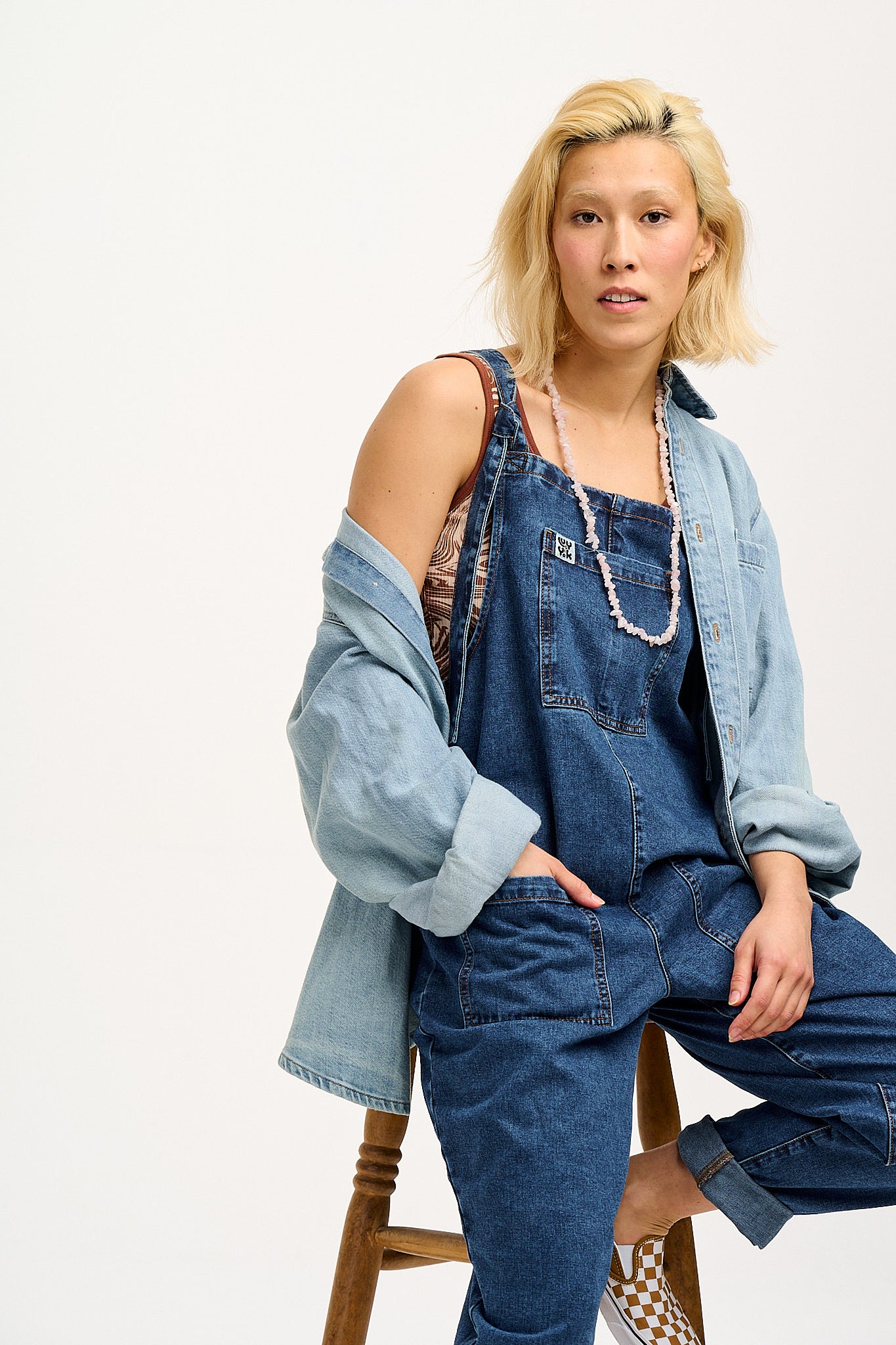 Original - Denim Dungarees in Mid Wash Blue