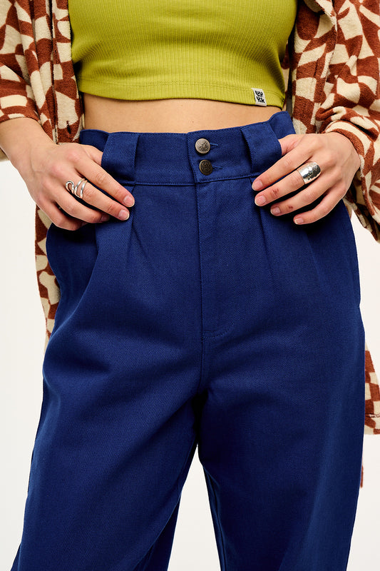 Addison - Tapered Twill Trousers in Sapphire Blue