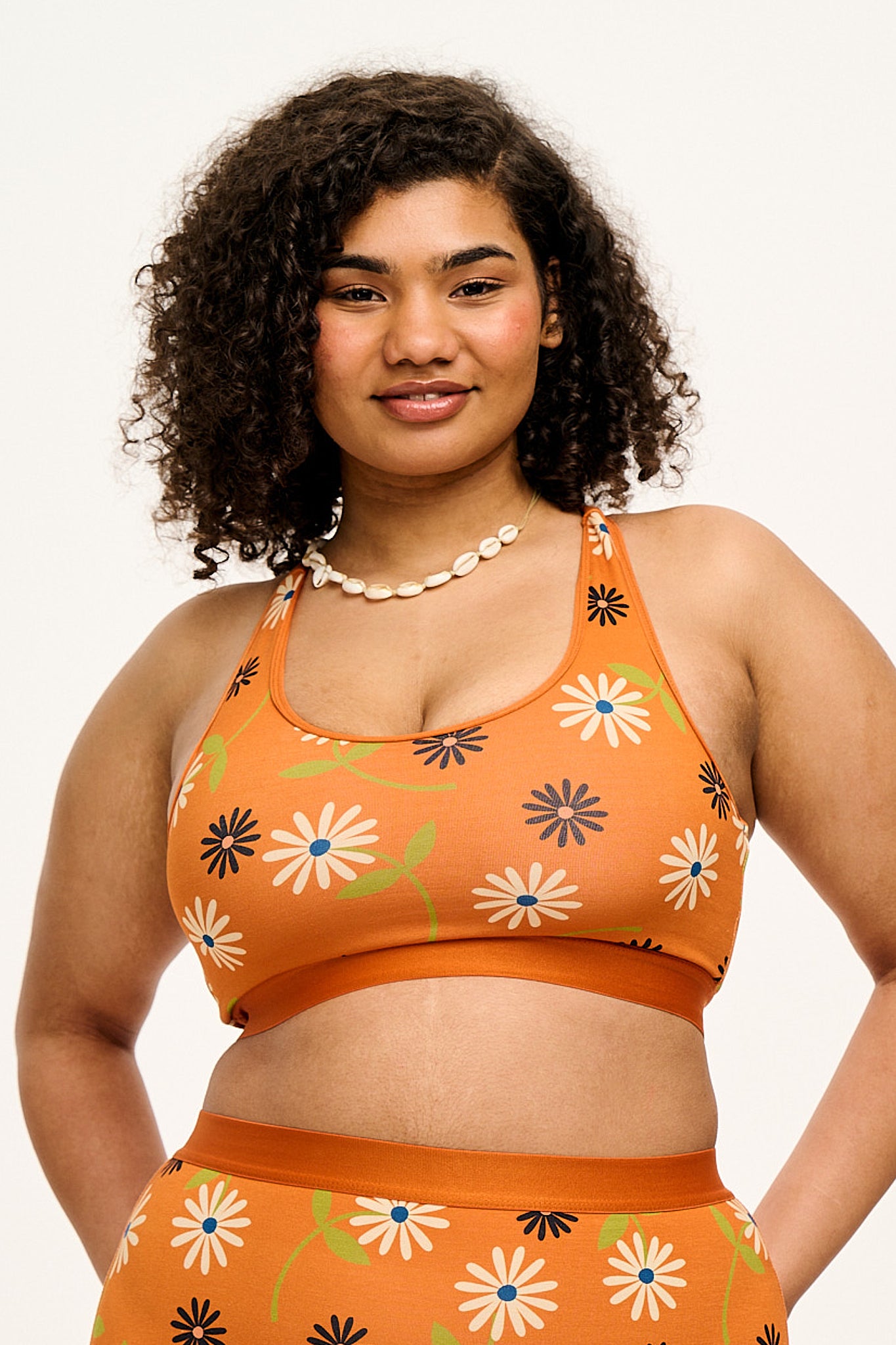 Iona - Racer Back Cotton & Bamboo Crop Top in Veronica Print