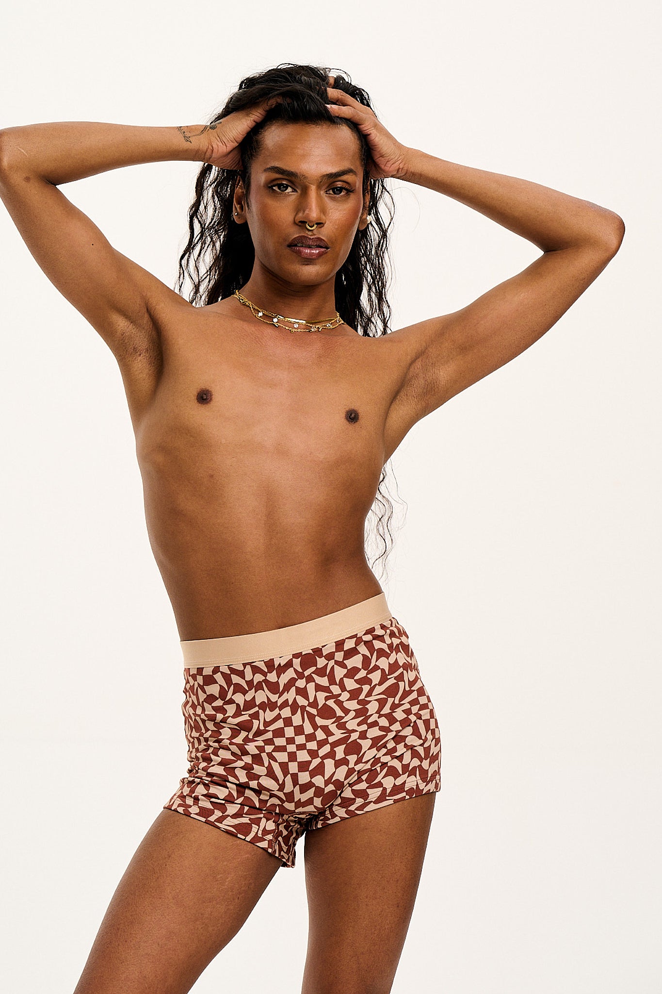 Joey - Cotton & Bamboo Boxer Shorts in Amara Grid Print