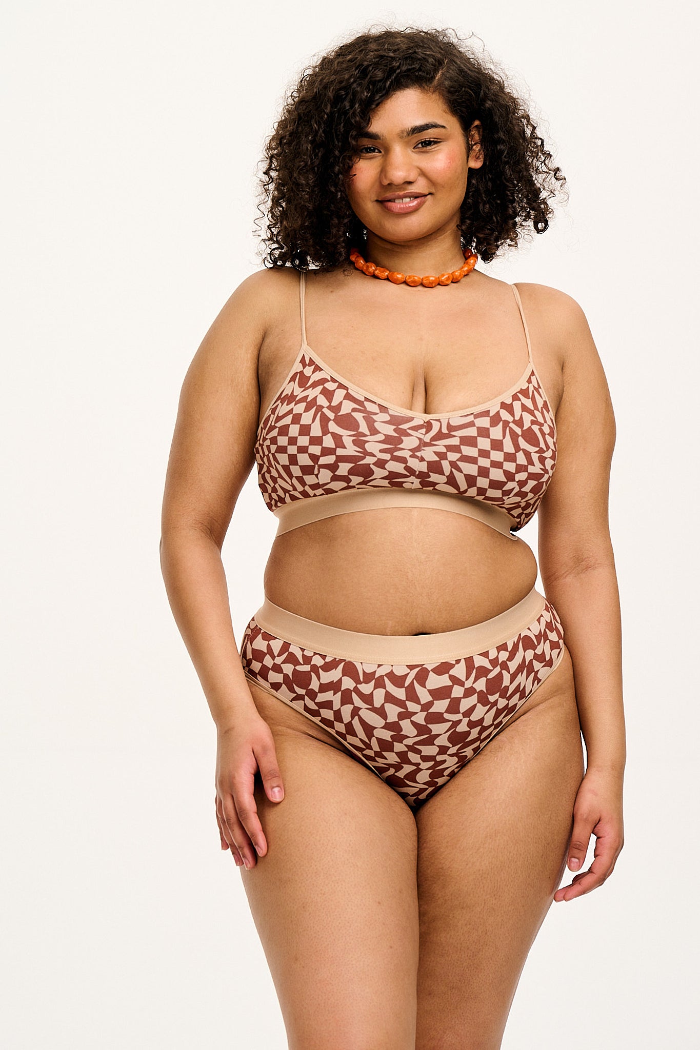 Cora - Cotton & Bamboo Bikini Pant in Amara Grid Print