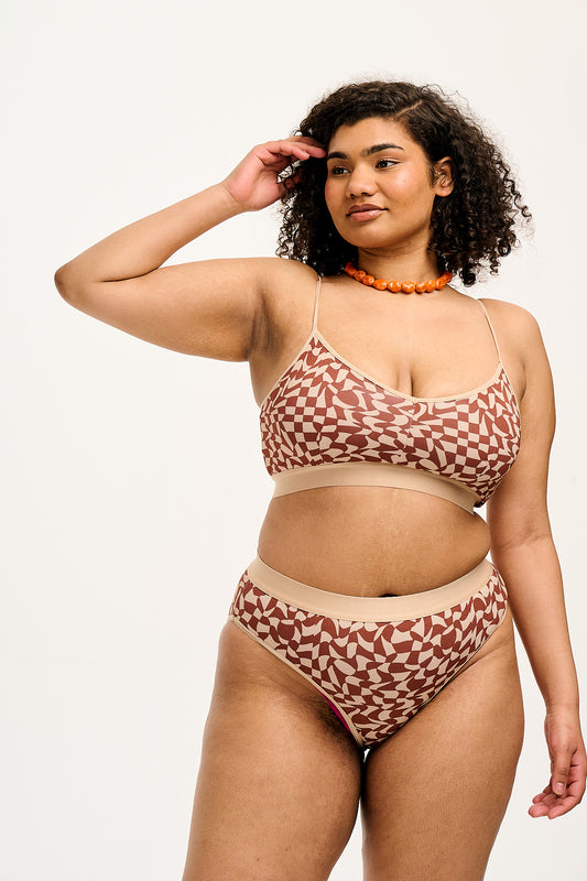 Cora - Cotton & Bamboo Bikini Pant in Amara Grid Print