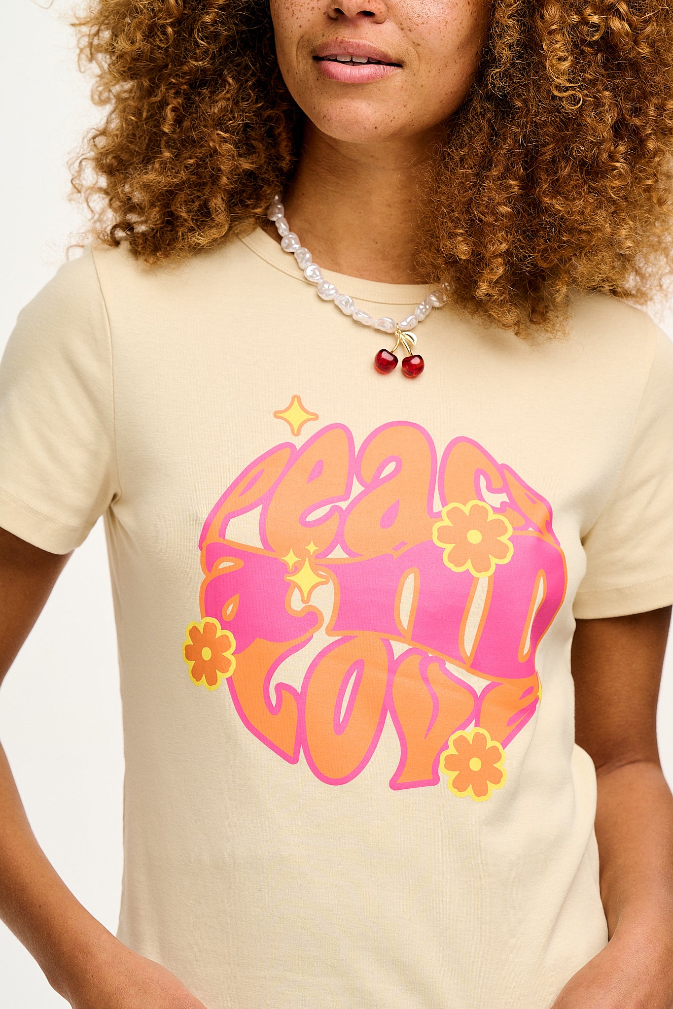 Maya - Cotton Tee in Peace and Love Print