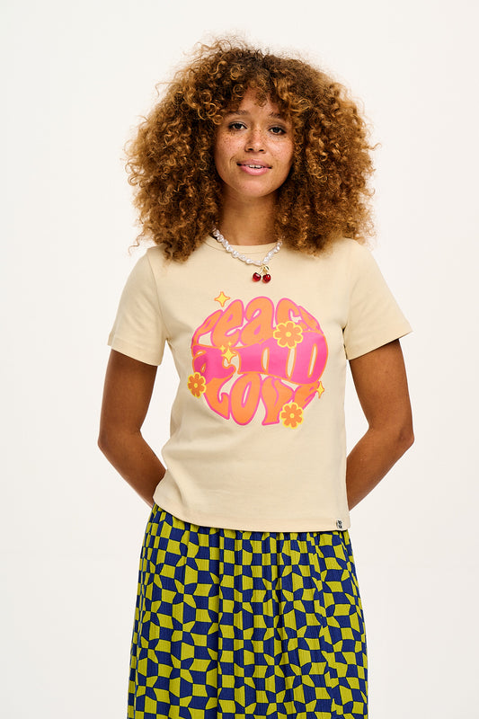 Maya - Cotton Tee in Peace and Love Print