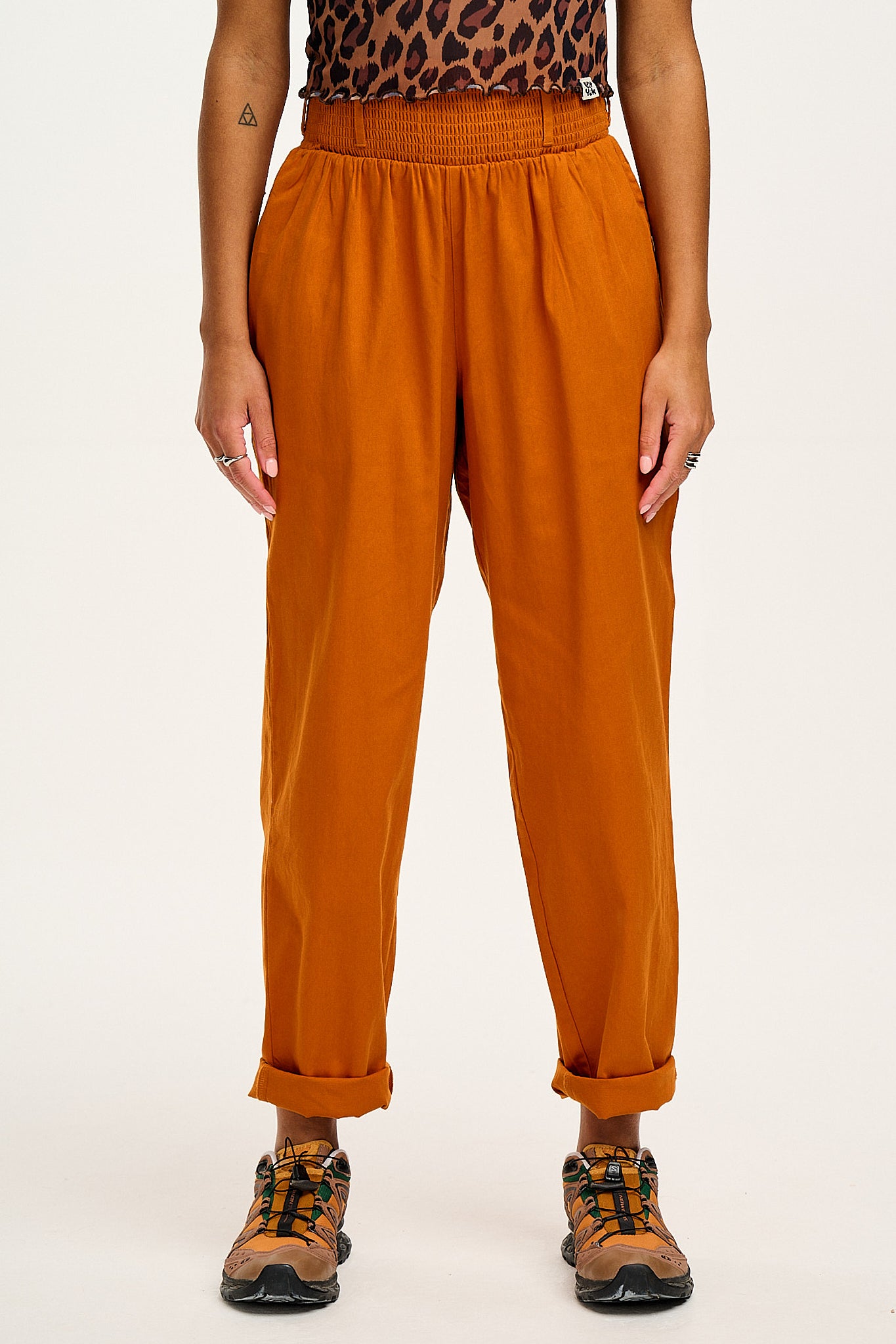 Alexa - Cotton Trousers in Hawaiian Sunset Orange