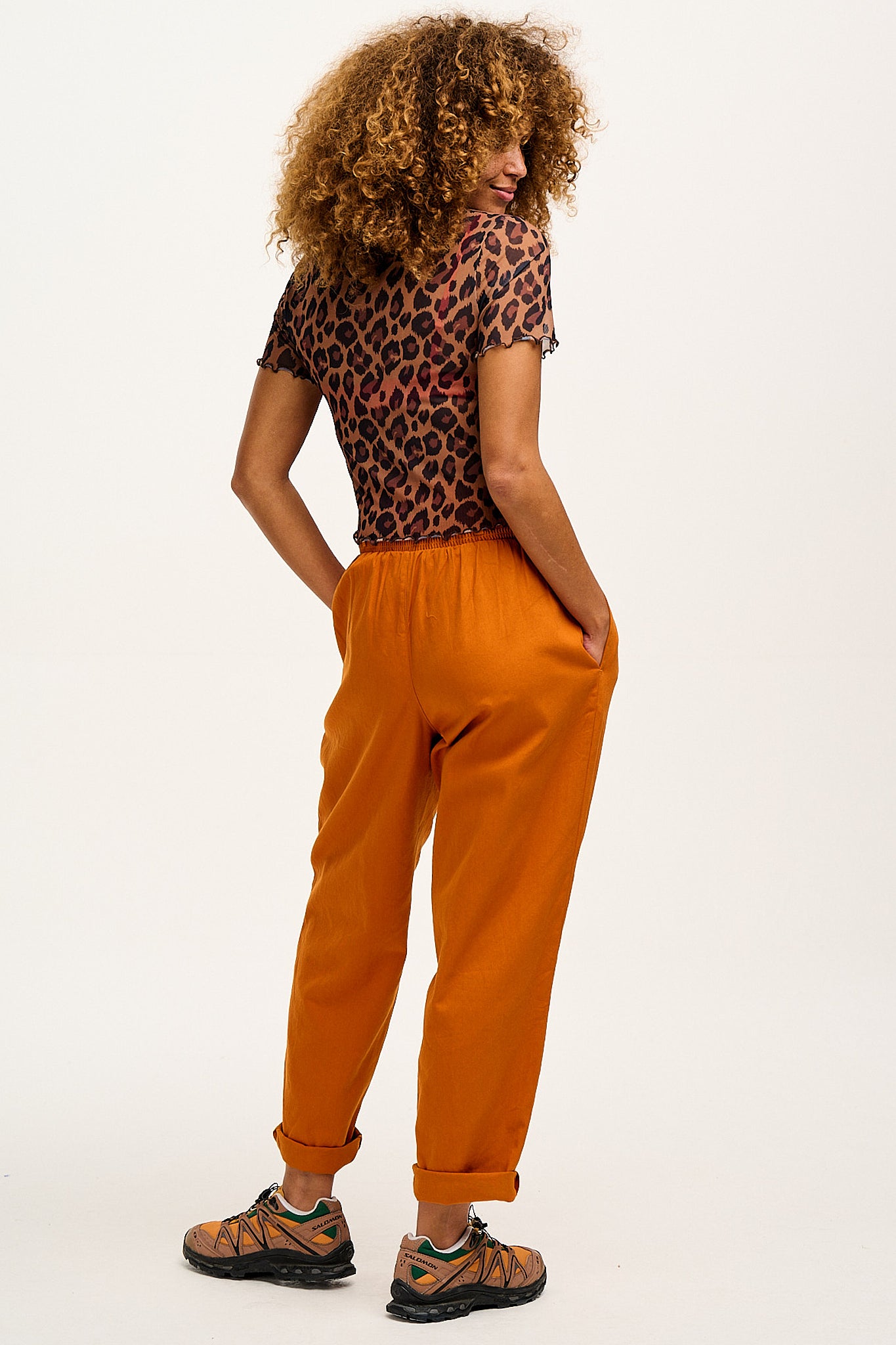 Alexa - Cotton Trousers in Hawaiian Sunset Orange