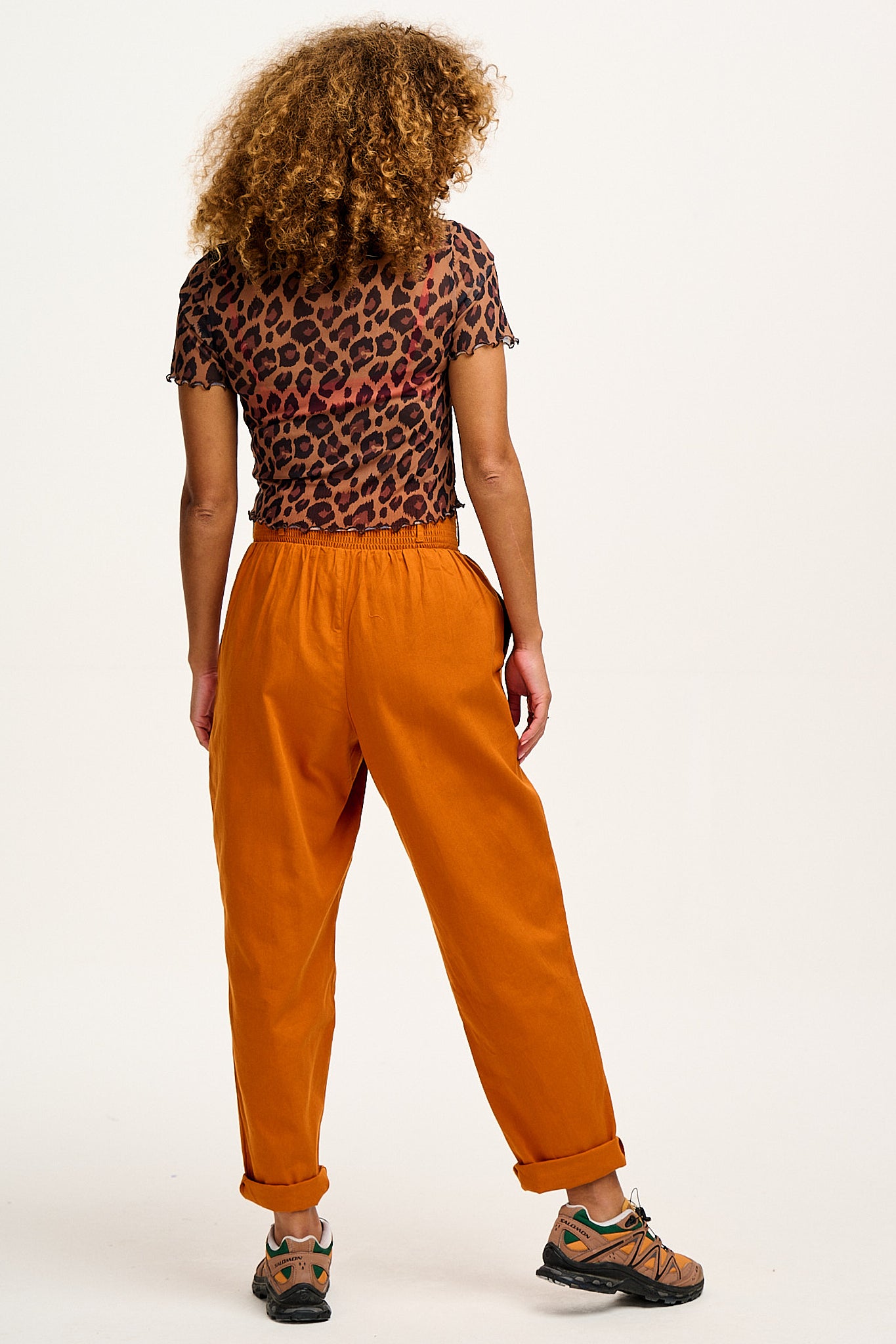 Alexa - Cotton Trousers in Hawaiian Sunset Orange