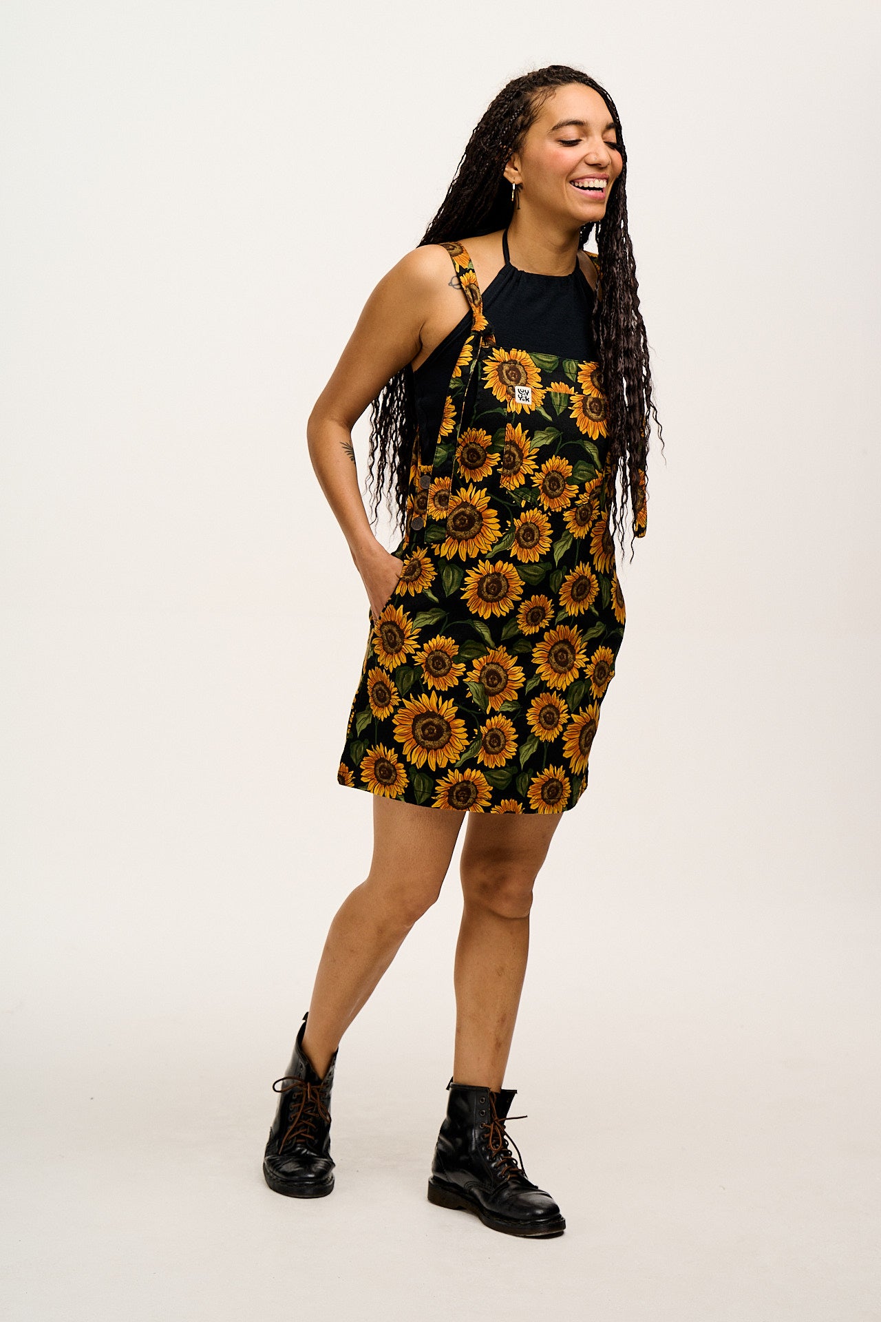 Mini Pini - Twill Dress in Sunflower Print