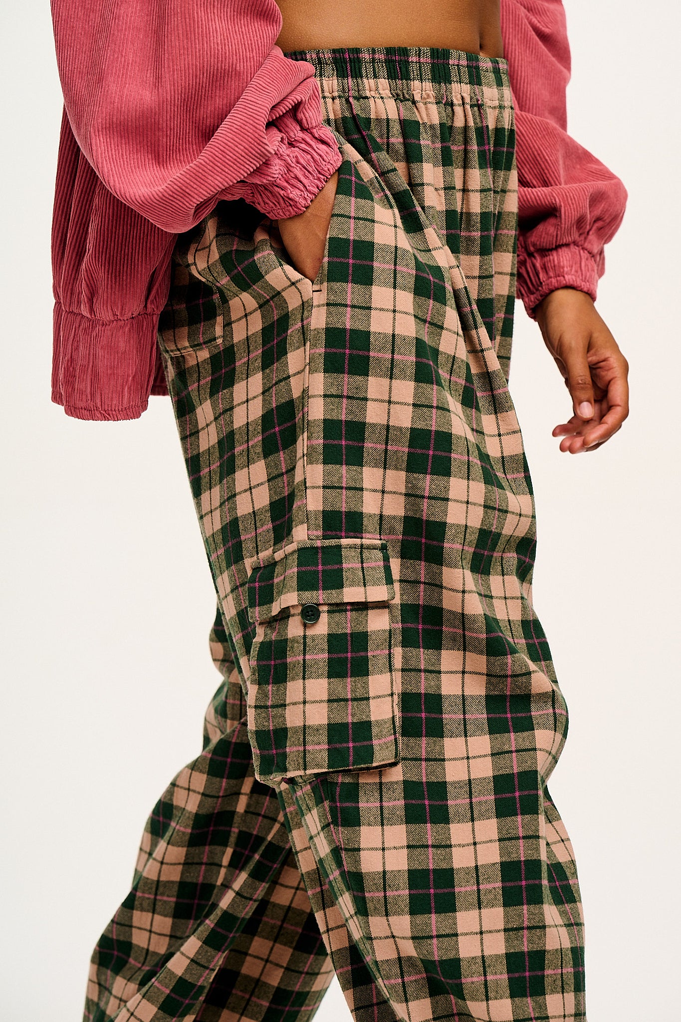 Rumi - Cargo Brushed Cotton Trousers in Annie Tartan Print