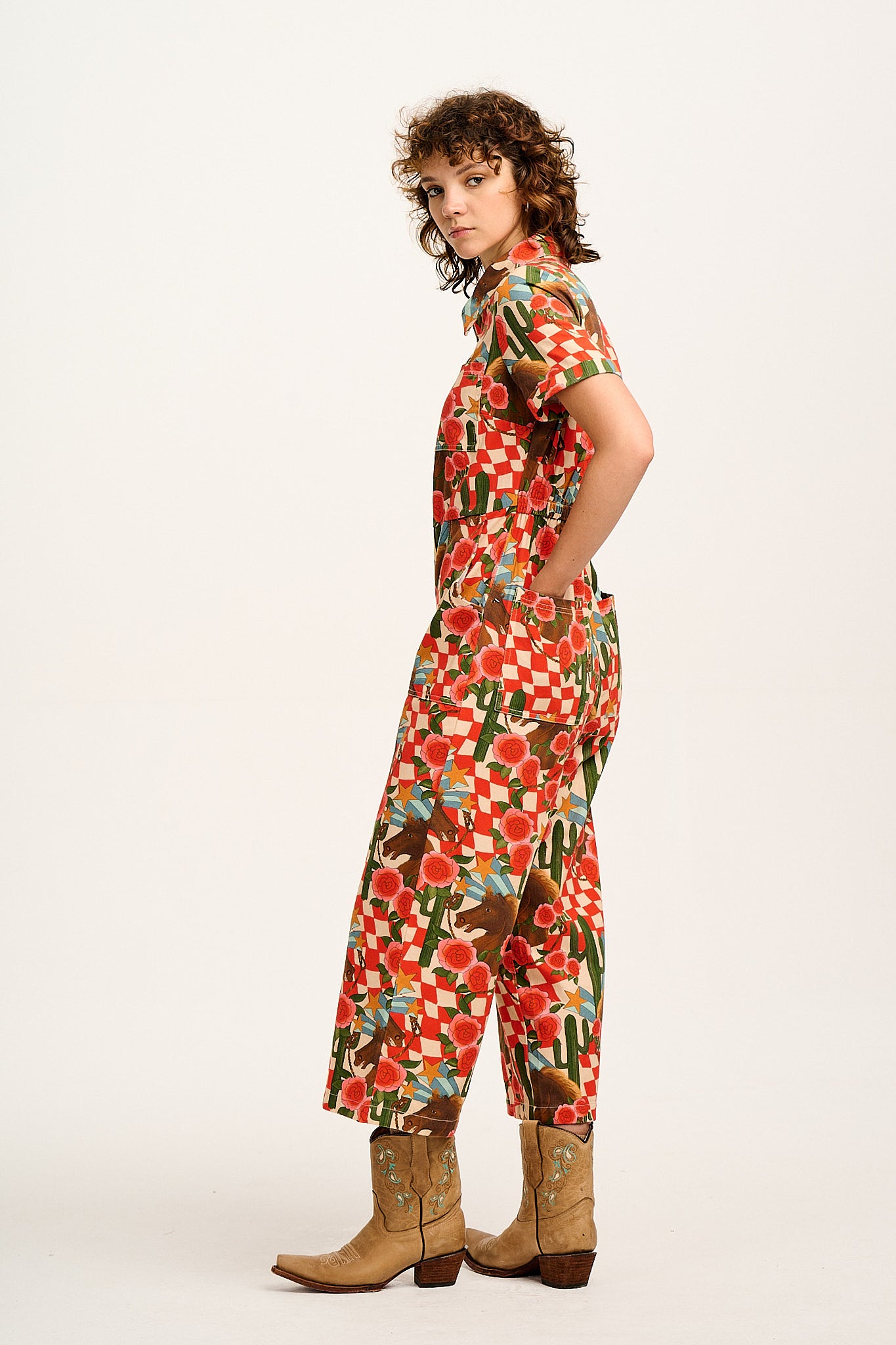 Ragan - Cotton Jumpsuit in Giddy Up Print