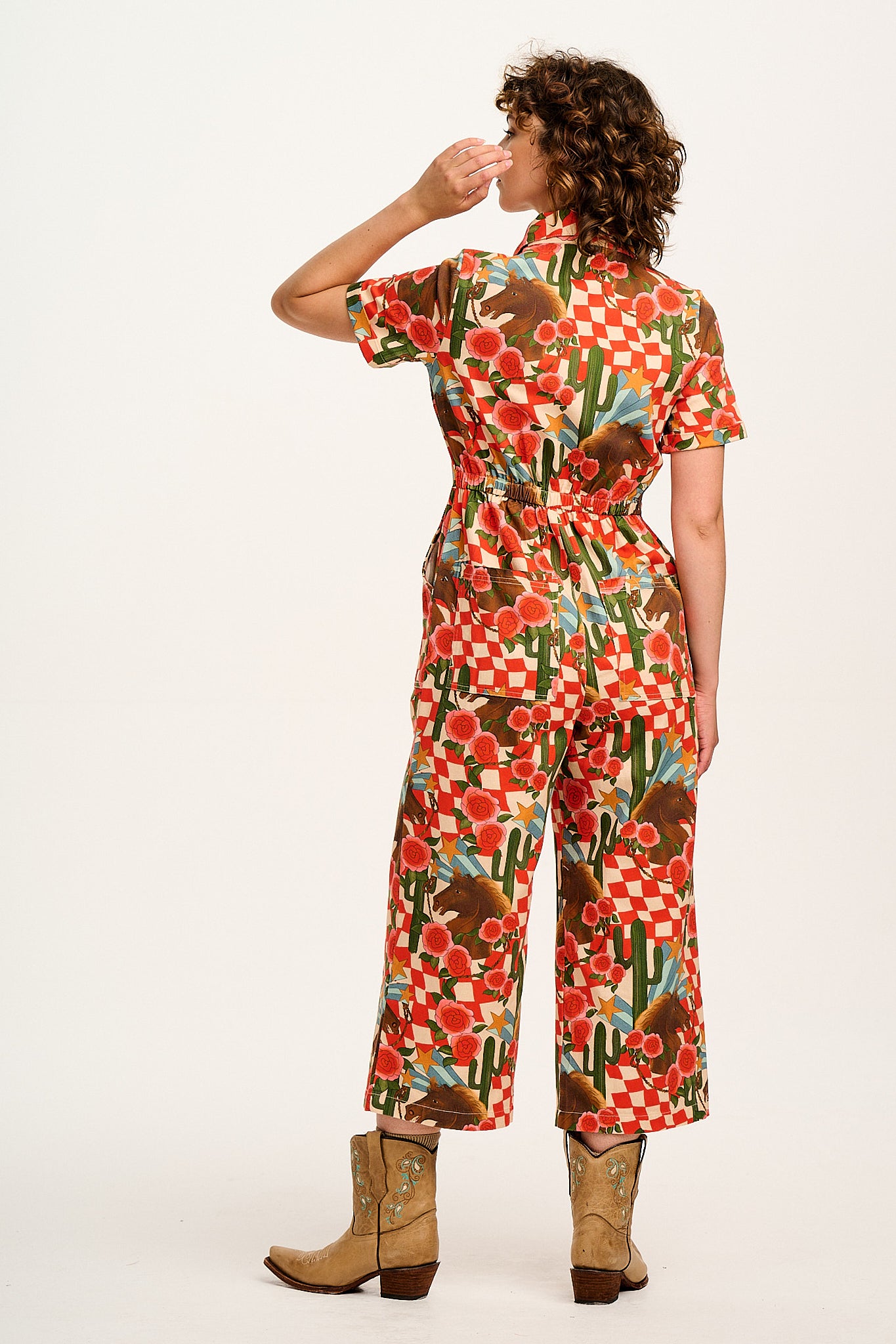 Ragan - Cotton Jumpsuit in Giddy Up Print