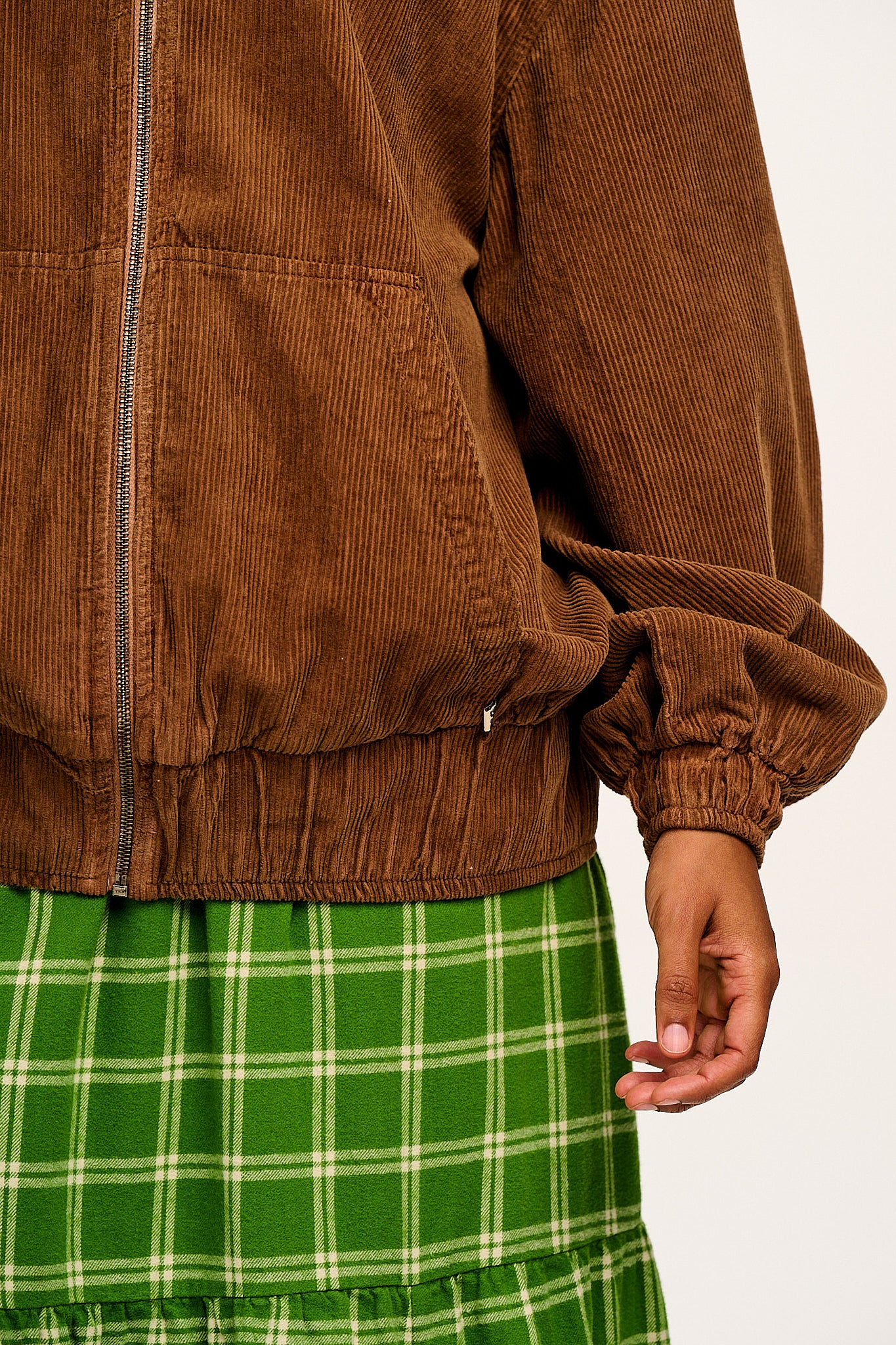 Wesley - Oversized Hoodie Corduroy Jacket in Chestnut Brown