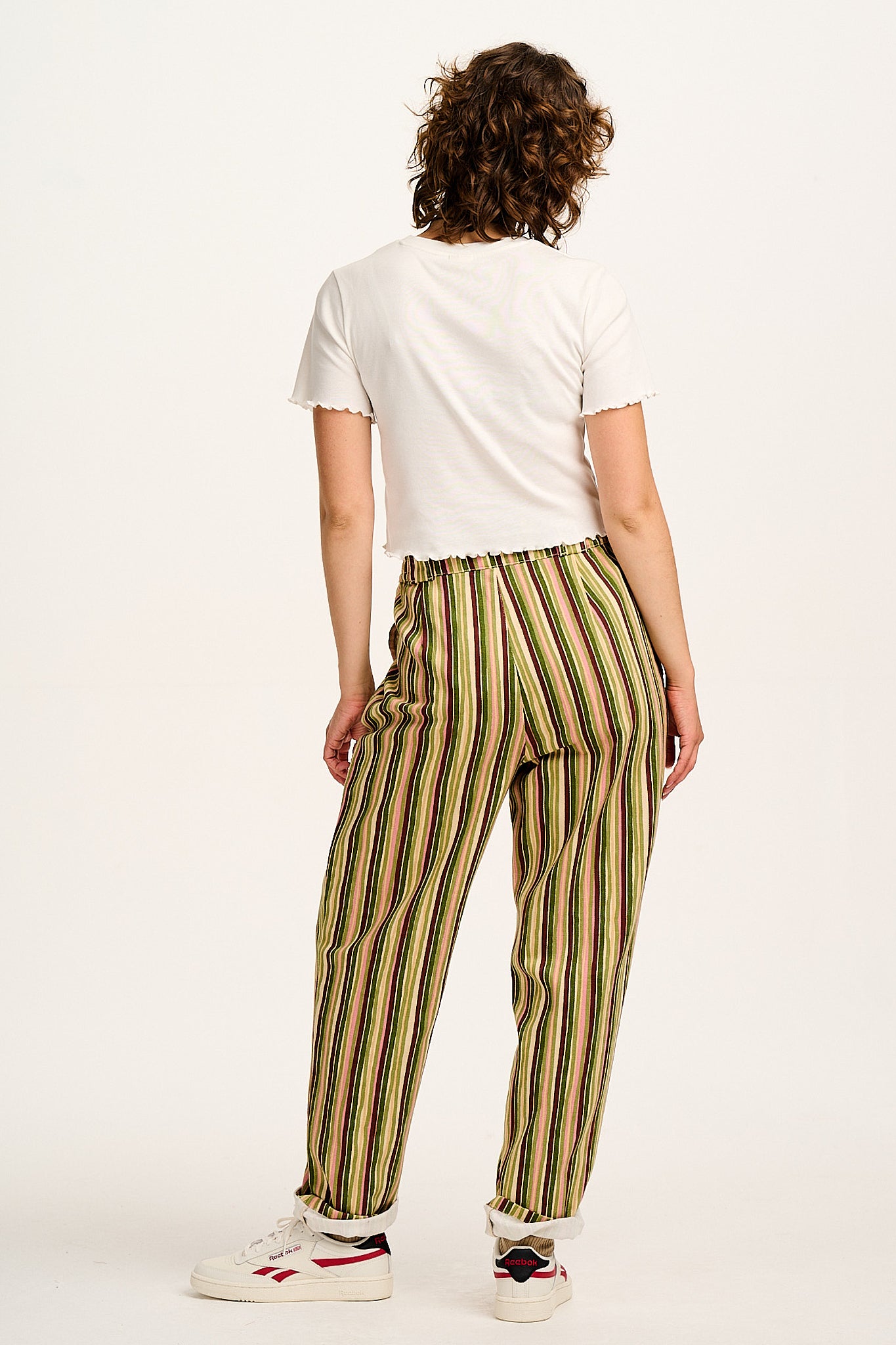 Addison - Tapered Twill Trousers in Elm Stripe