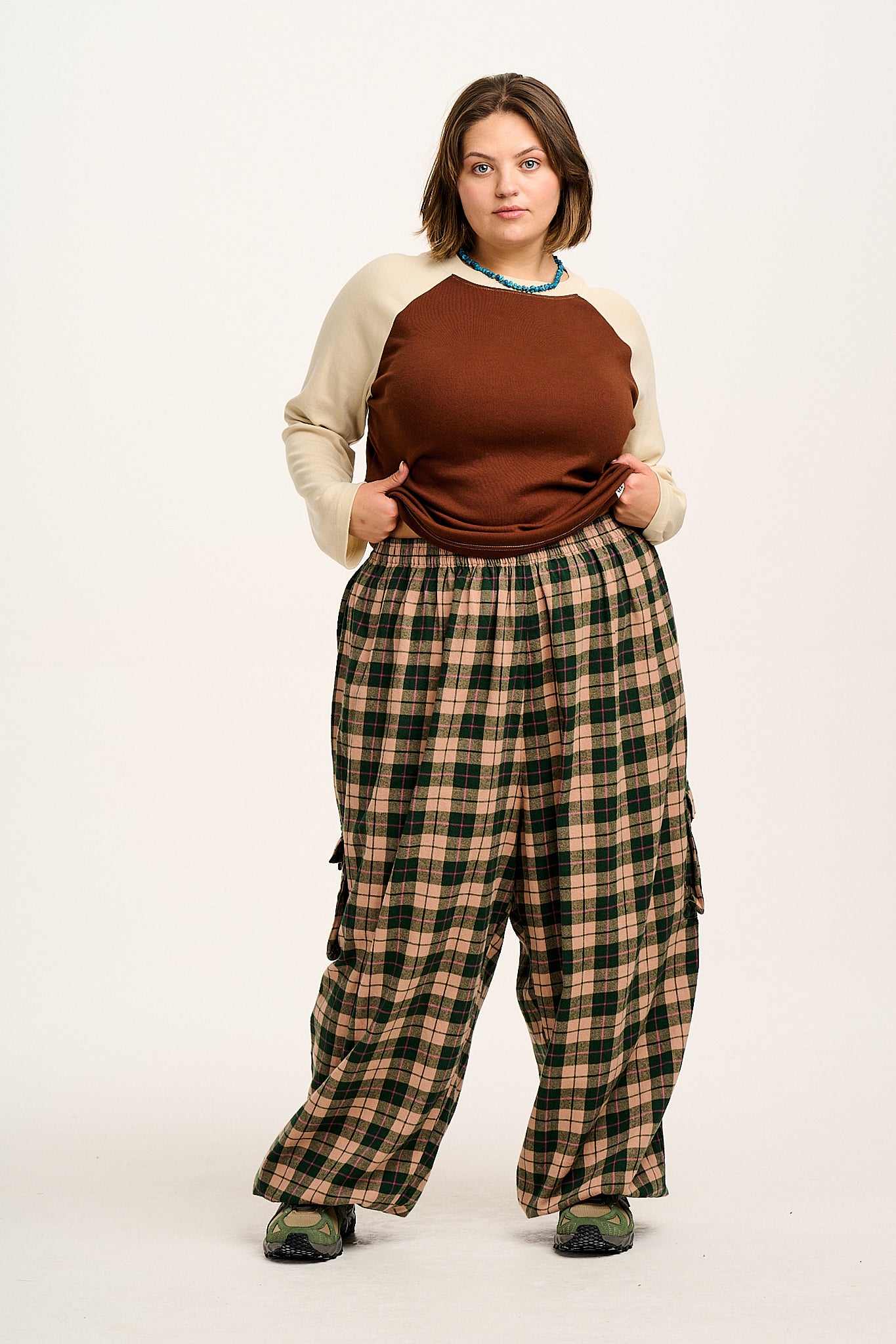 Rumi - Cargo Brushed Cotton Trousers in Annie Tartan Print