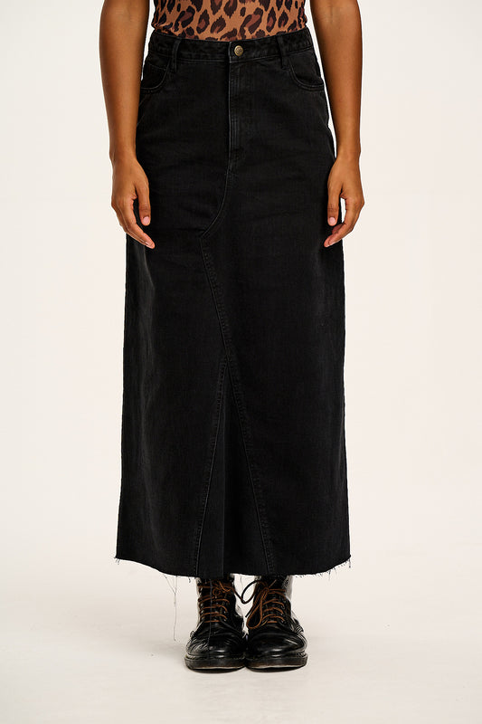 Liv - Maxi Denim Skirt in Washed Black