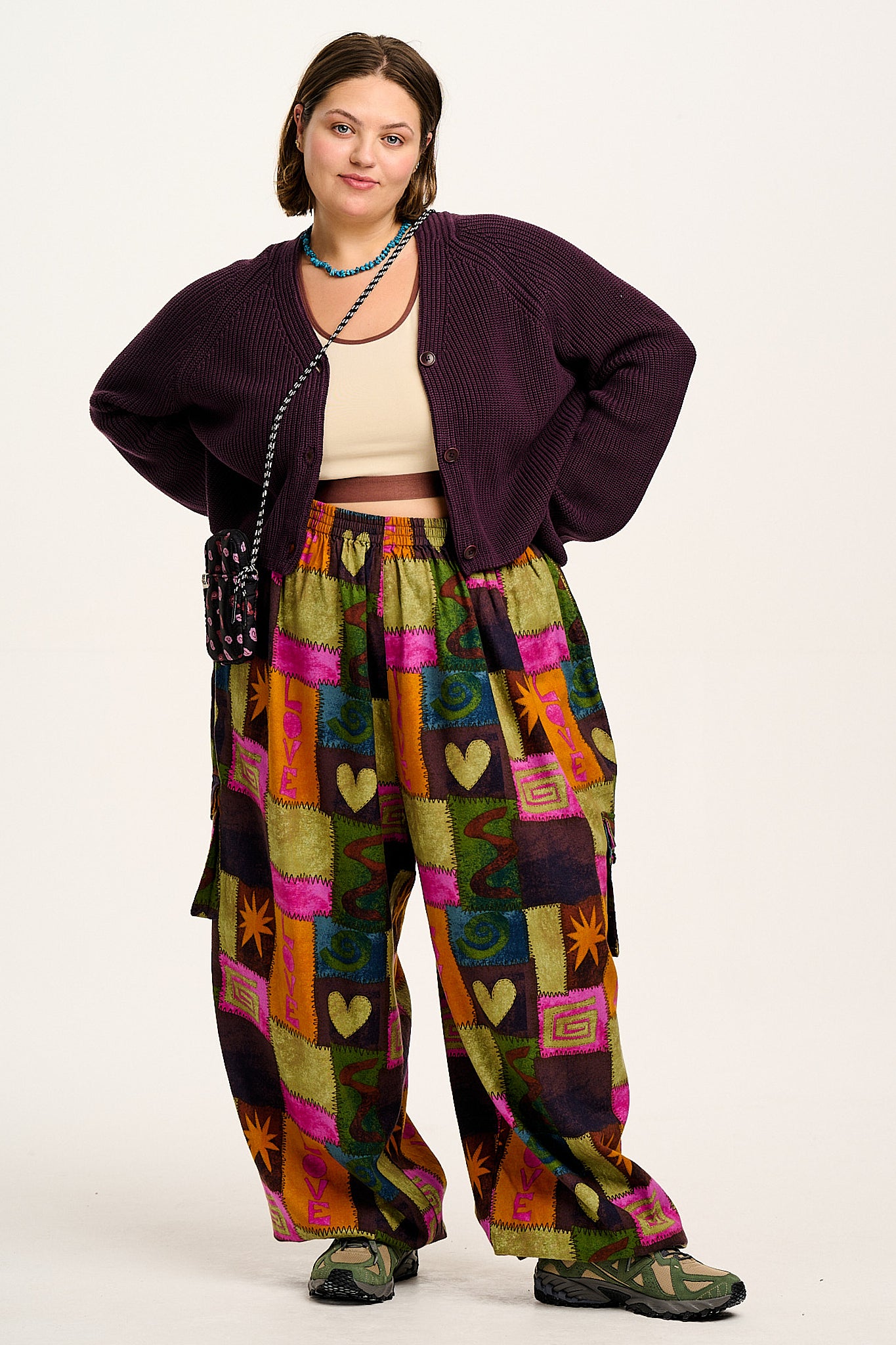 Rumi - Cargo Brushed Cotton Trousers in Courtney Patchwork Print