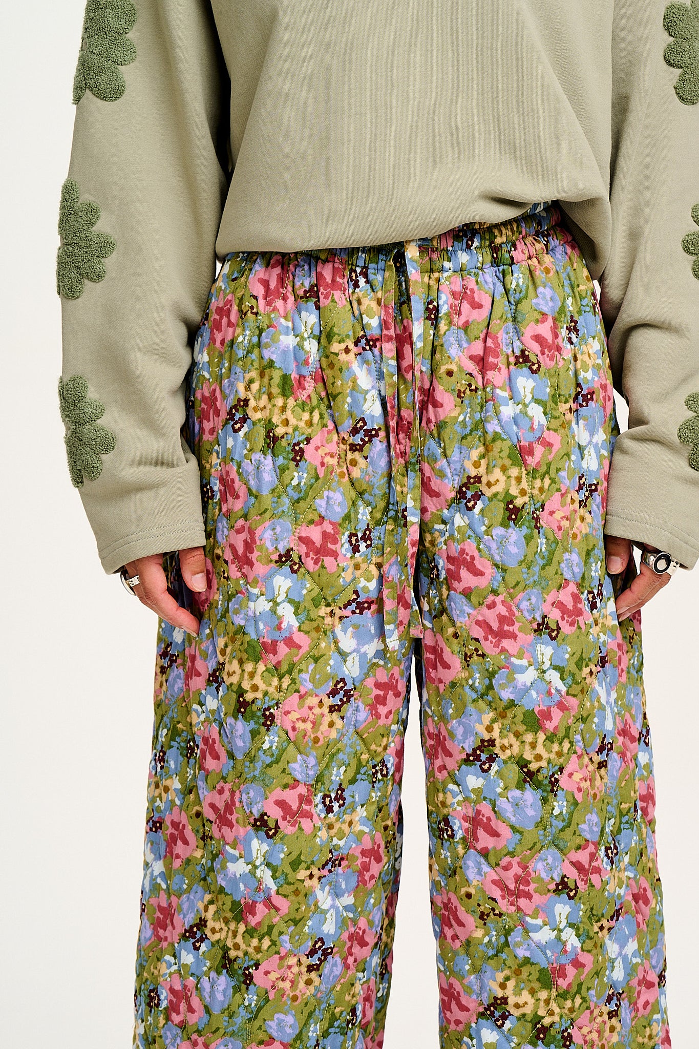 Chester - Quilted Cotton Trousers in Elsinore Floral Print