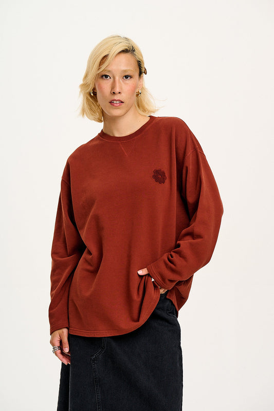 Kai - Midweight Cosy Loop Back Cotton Sweatshirt in Hazel