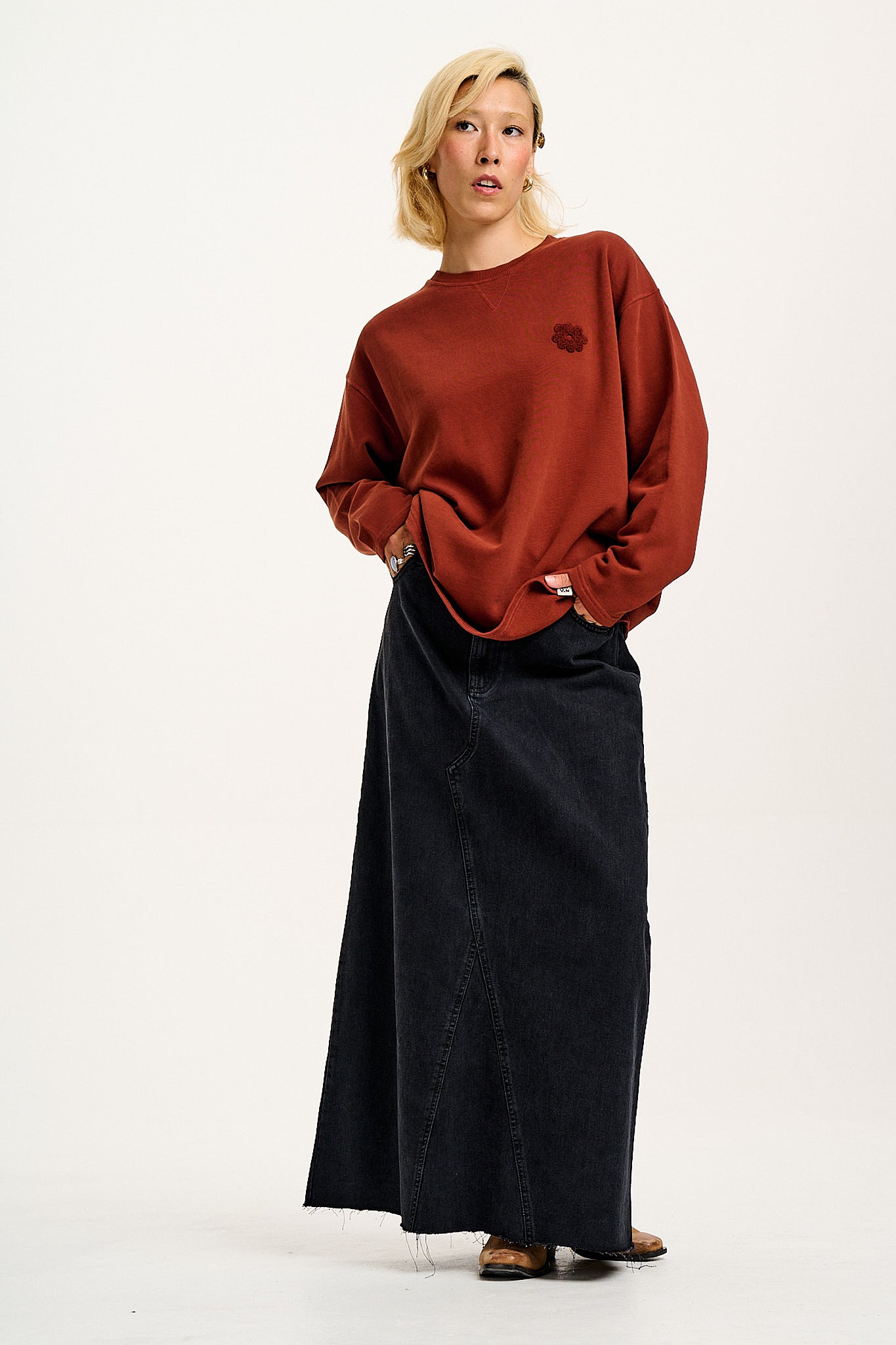 Kai - Midweight Cosy Loop Back Cotton Sweatshirt in Hazel