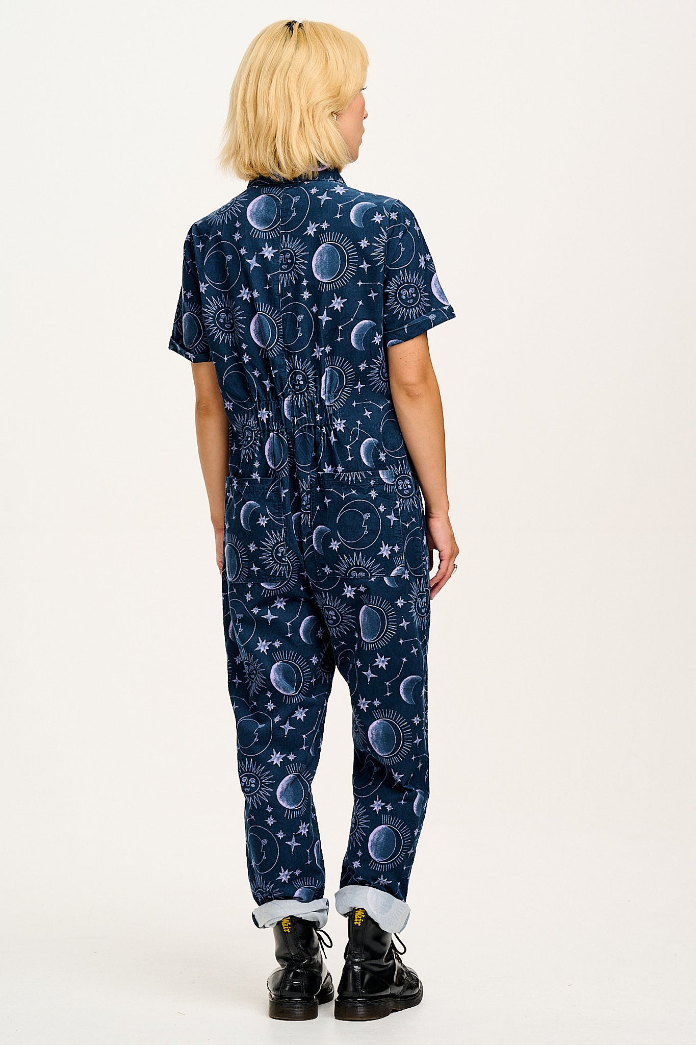 Rex - Short Sleeve Corduroy Jumpsuit in Aurora Print