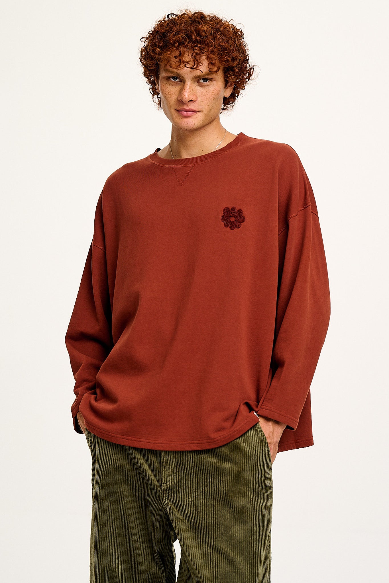 Kai - Midweight Cosy Loop Back Cotton Sweatshirt in Hazel