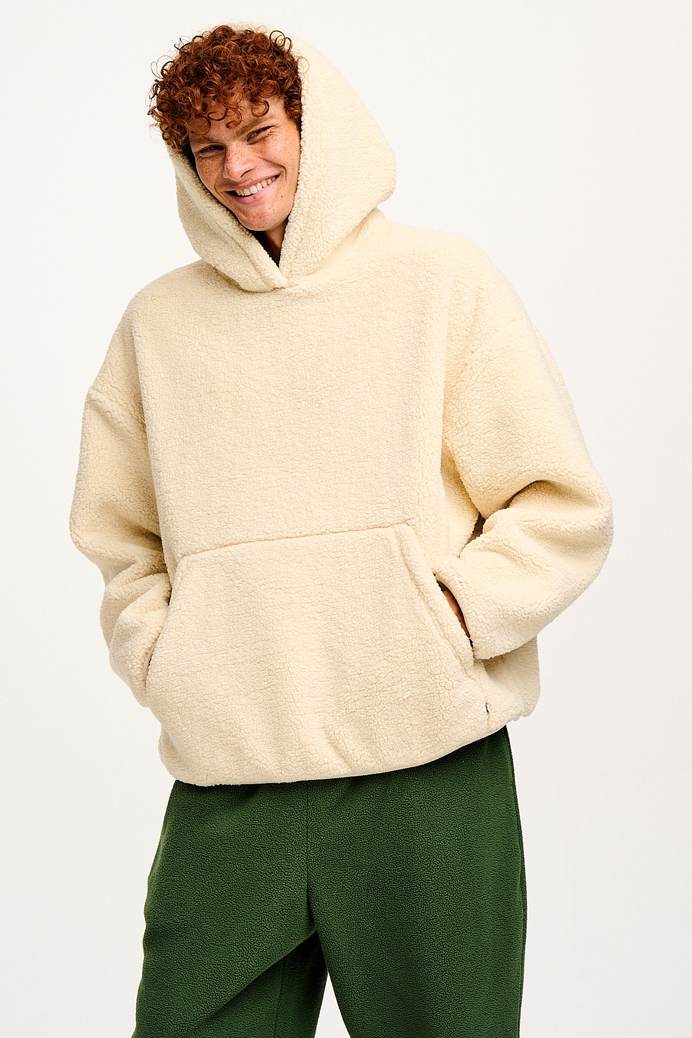 Rory - Borg Fleece Hoodie in Cream