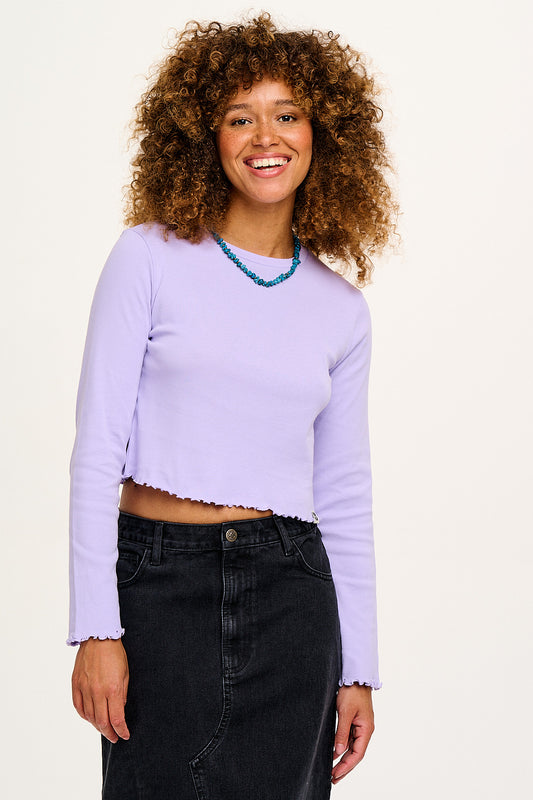 Hansel - Long Sleeve Cotton Top in Lilac