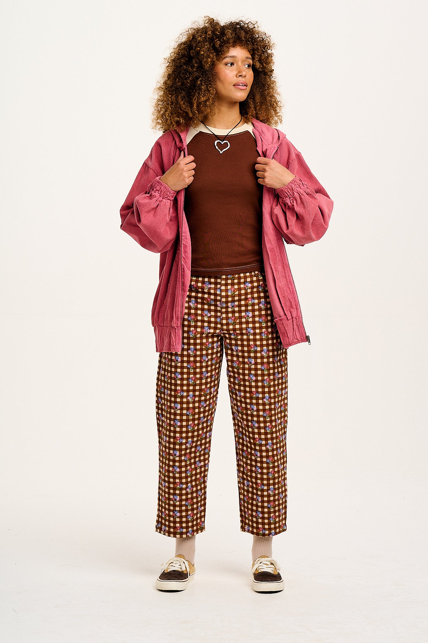 Drew - Straight Leg Twill Trousers in Meryl Check Print