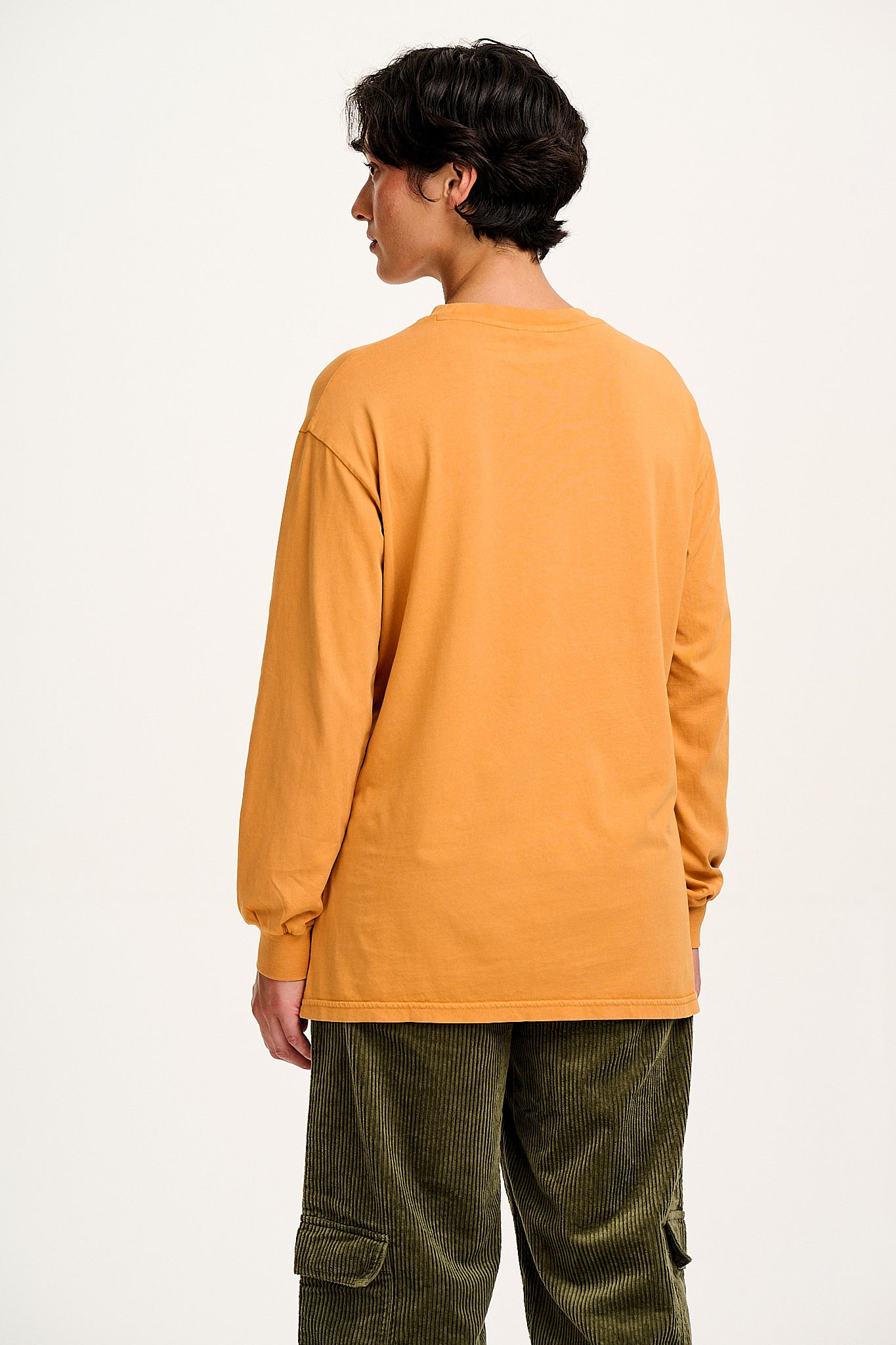 Kenny - Long Sleeve Skater Cotton Tee in Orange Metamorphosis Print