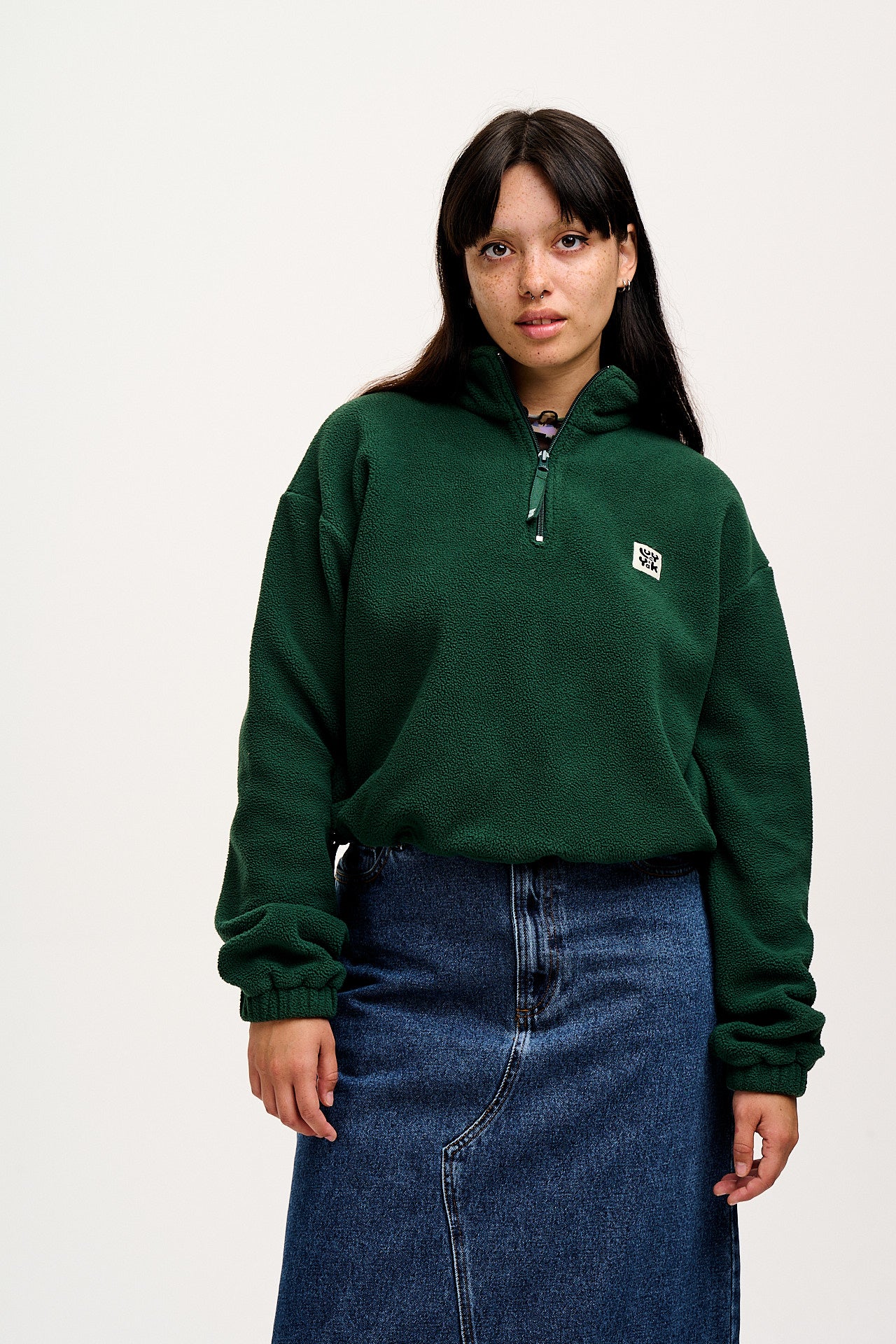 Blake - Cropped Polar Fleece in Posy Green