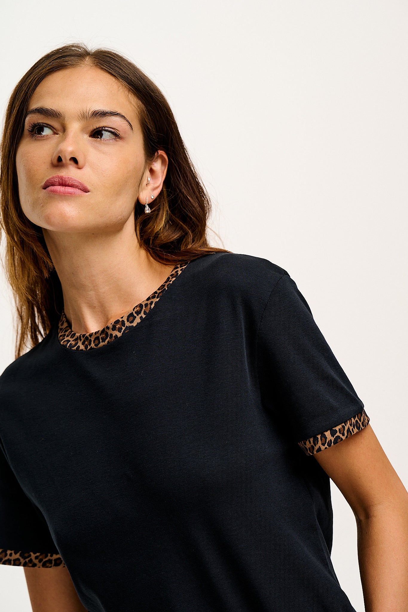 Maya - Cotton Tee in Black Leopard Print