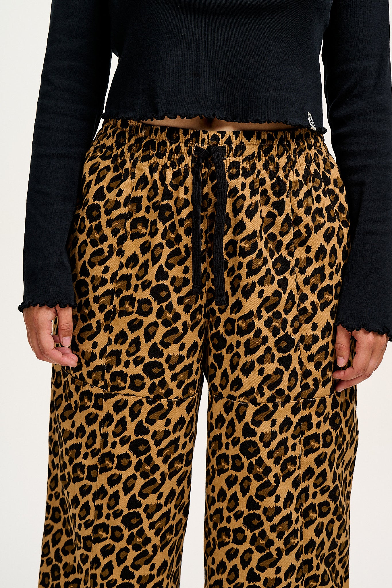 Chuck - Wide Leg Cotton Trousers in Leopard Print