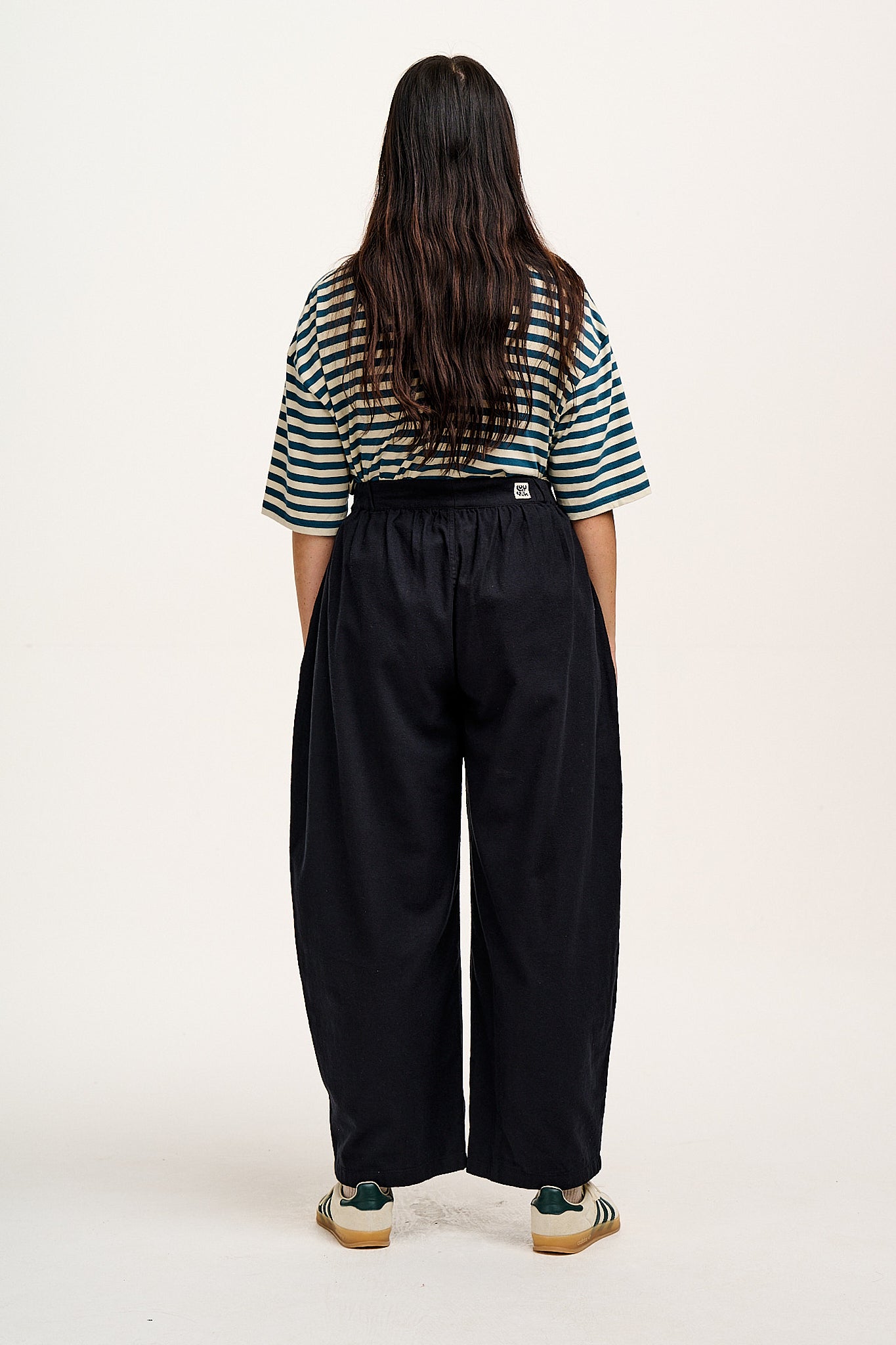 Beau - Balloon Brushed Cotton Trousers in Black