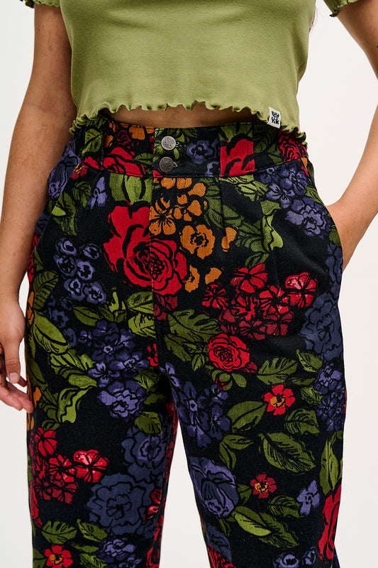 Addison - Tapered Twill Trousers in Maria Print