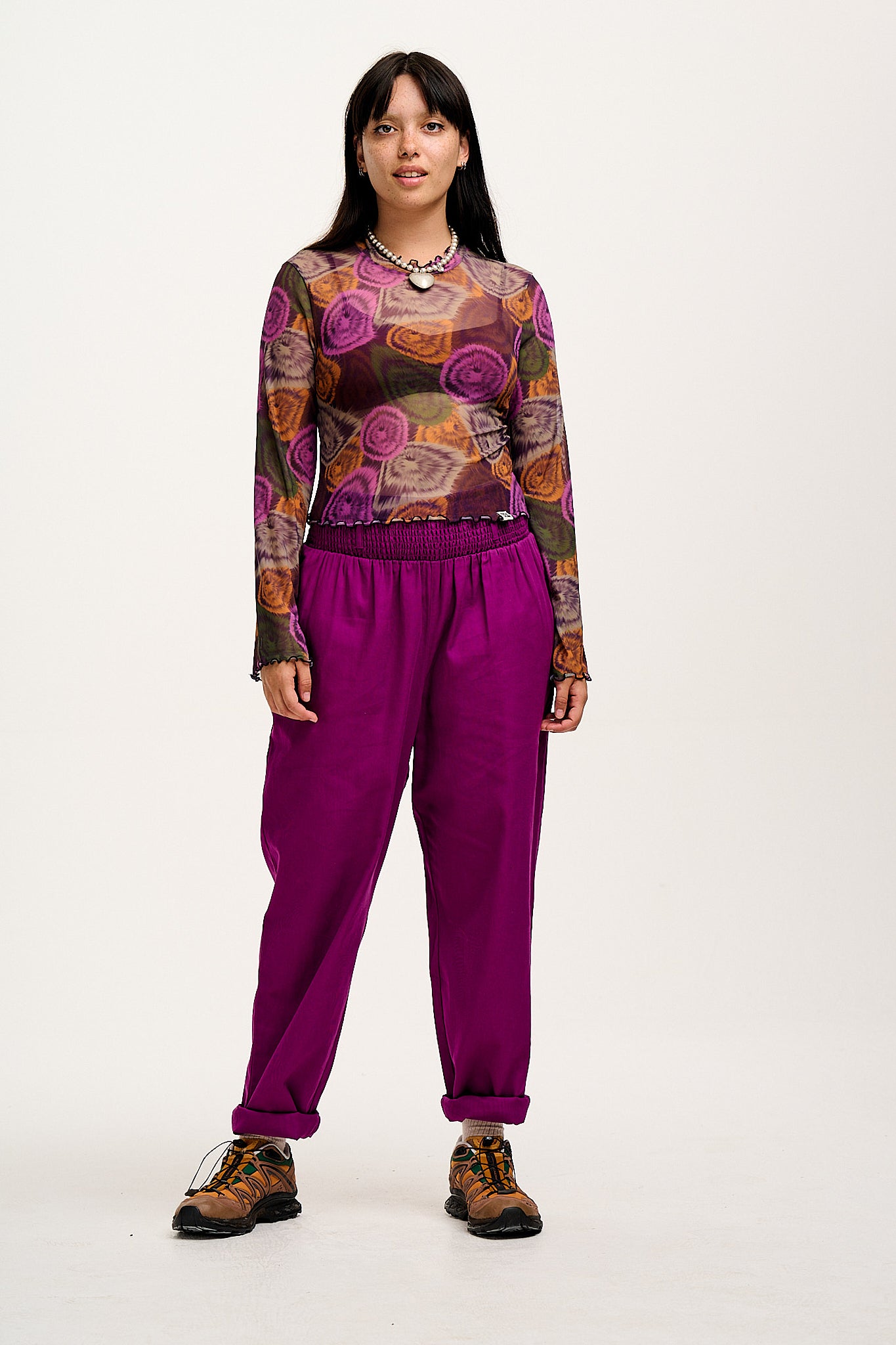 Alexa - Cotton Trousers in Hollyhock Purple