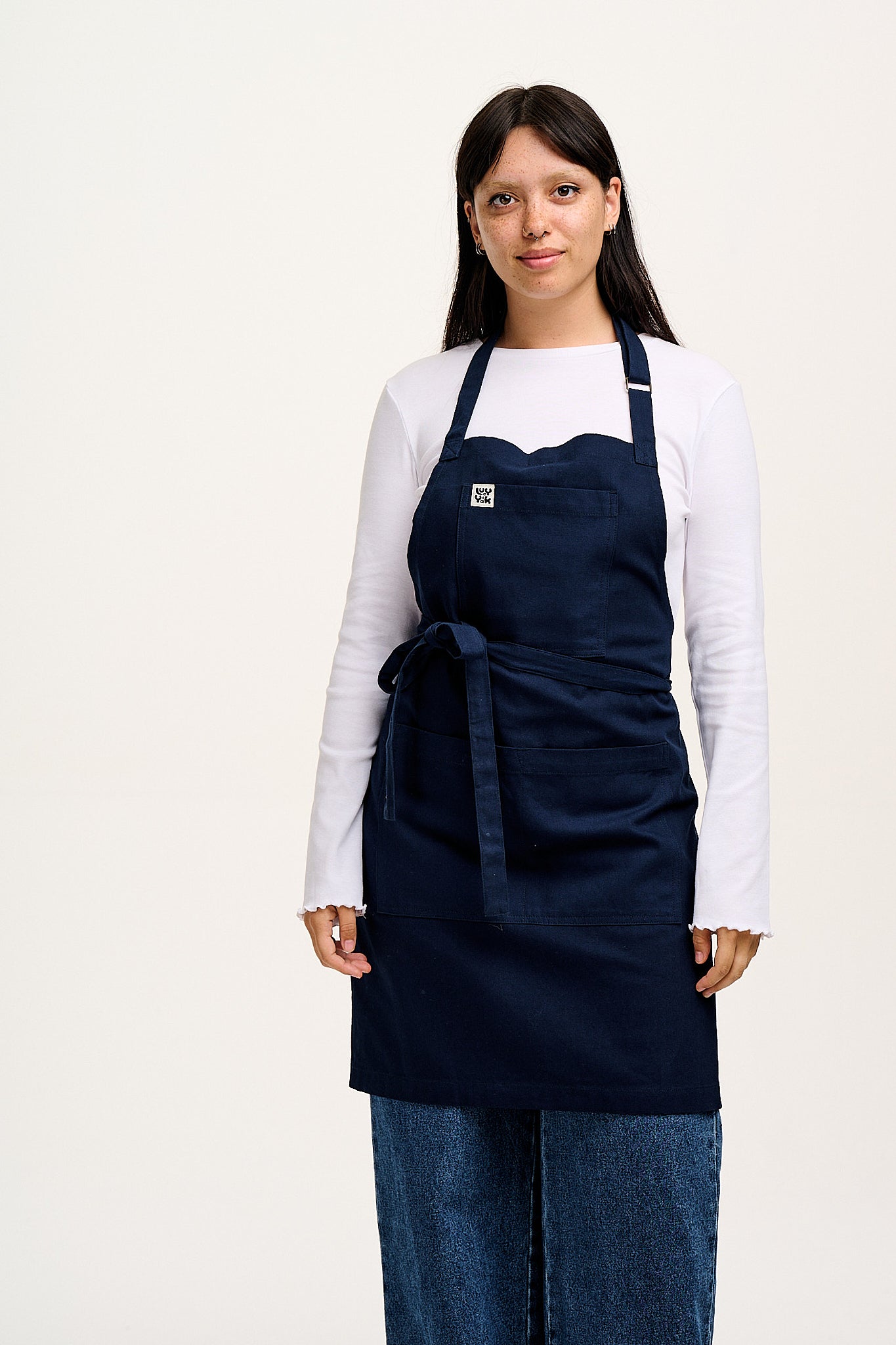 Ada - Midweight Cotton Apron in Navy