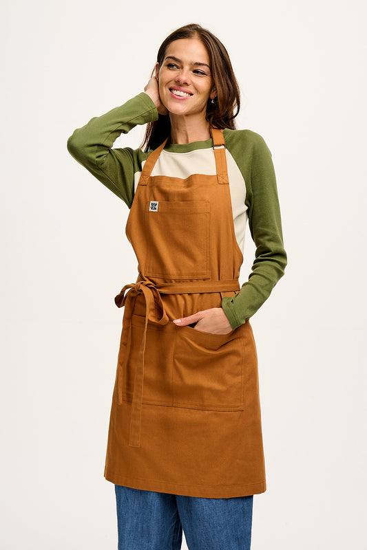 Ada - Midweight Cotton Apron in Tan